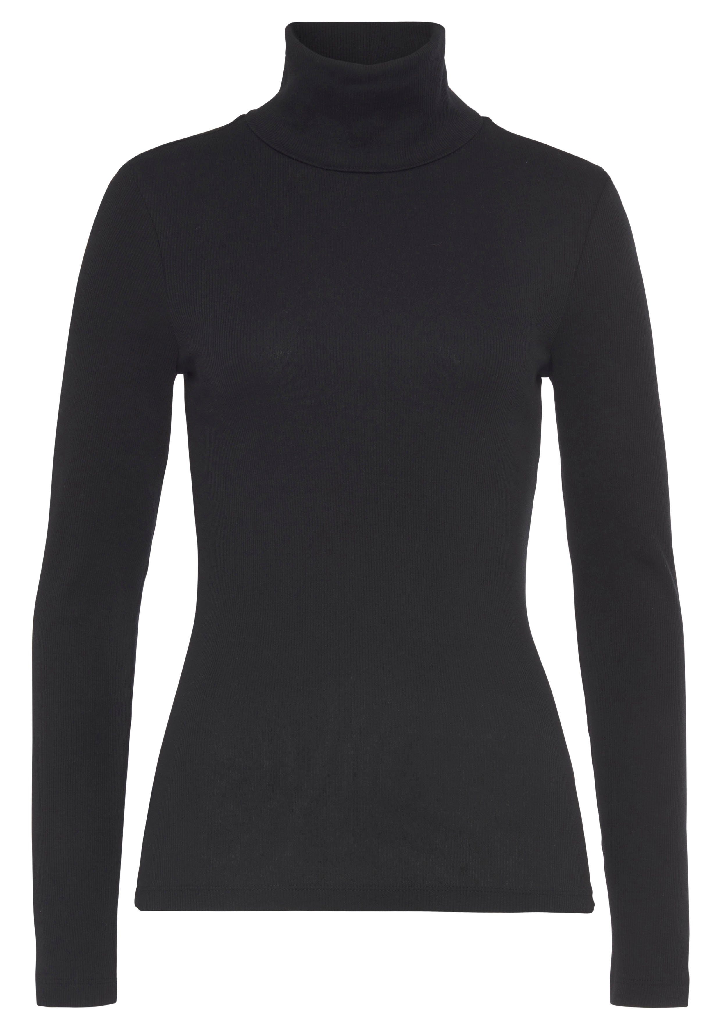 AJC Shirt met lange mouwen zeer figuurvolgend, rolkragen, basic-stijl