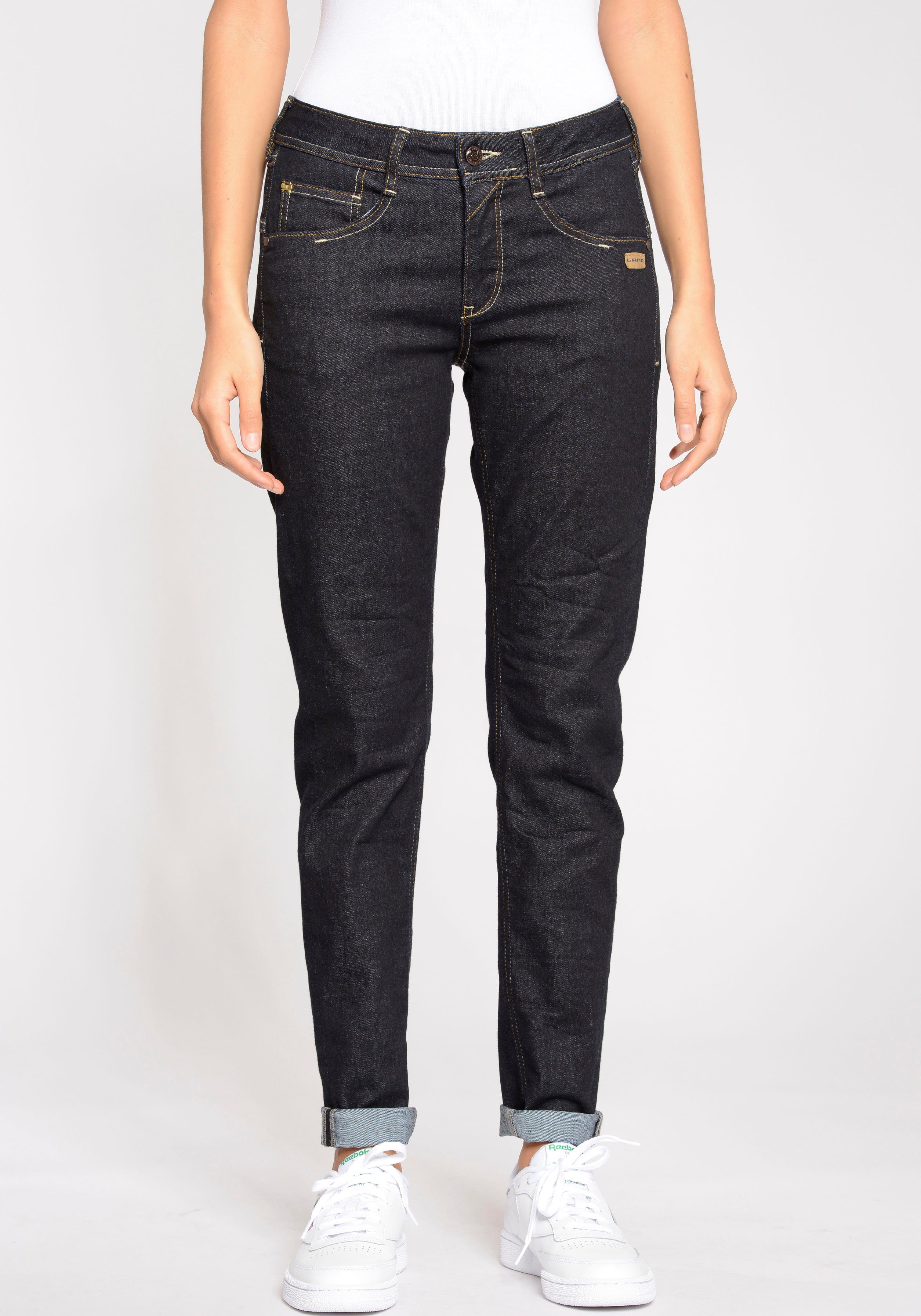 GANG Relax fit jeans 94AMELIE met used-effecten dames wide leg jeans maat 26 (34) blauw