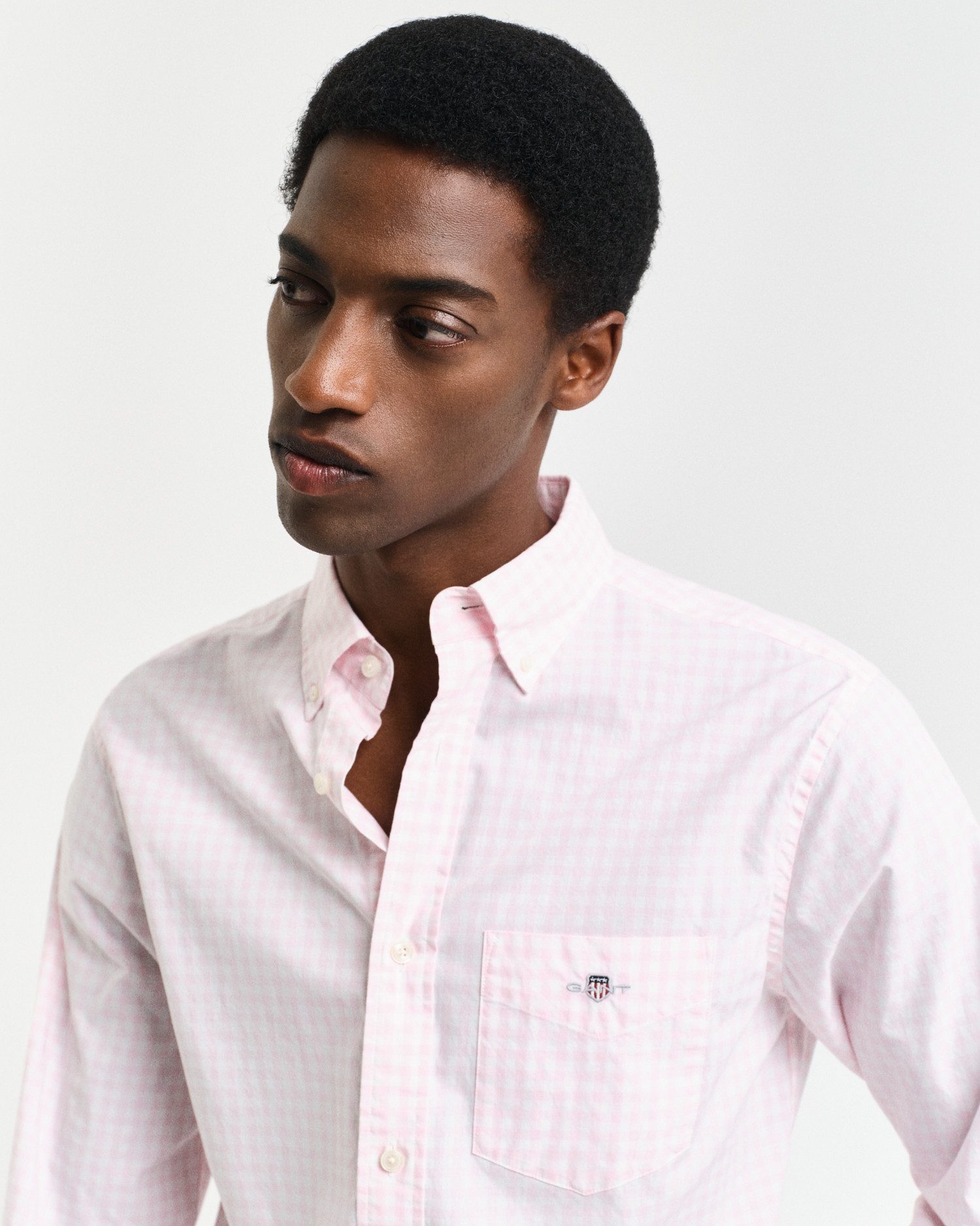 Gant Overhemd met lange mouwen REG POPLIN GINGHAM SHIRT met logoborduursel op borsthoogte
