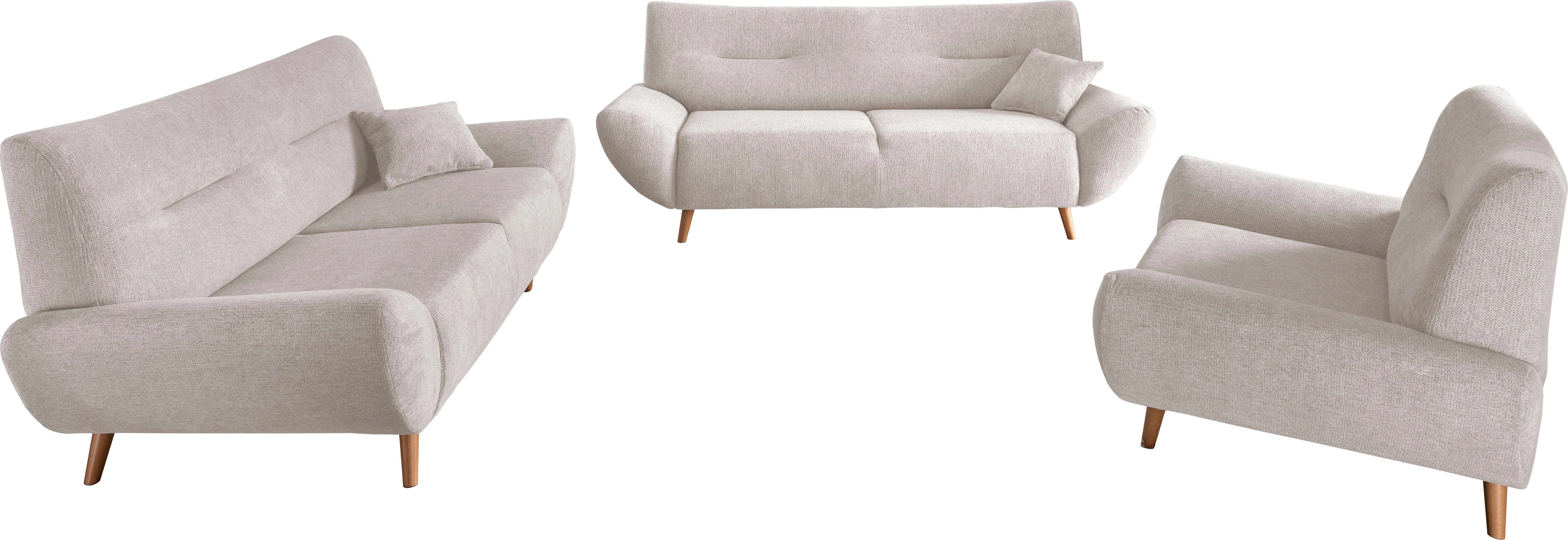 INOSIGN 3-zitsbank Drago, elegant en tijdloos, comfortabel, met houten voet