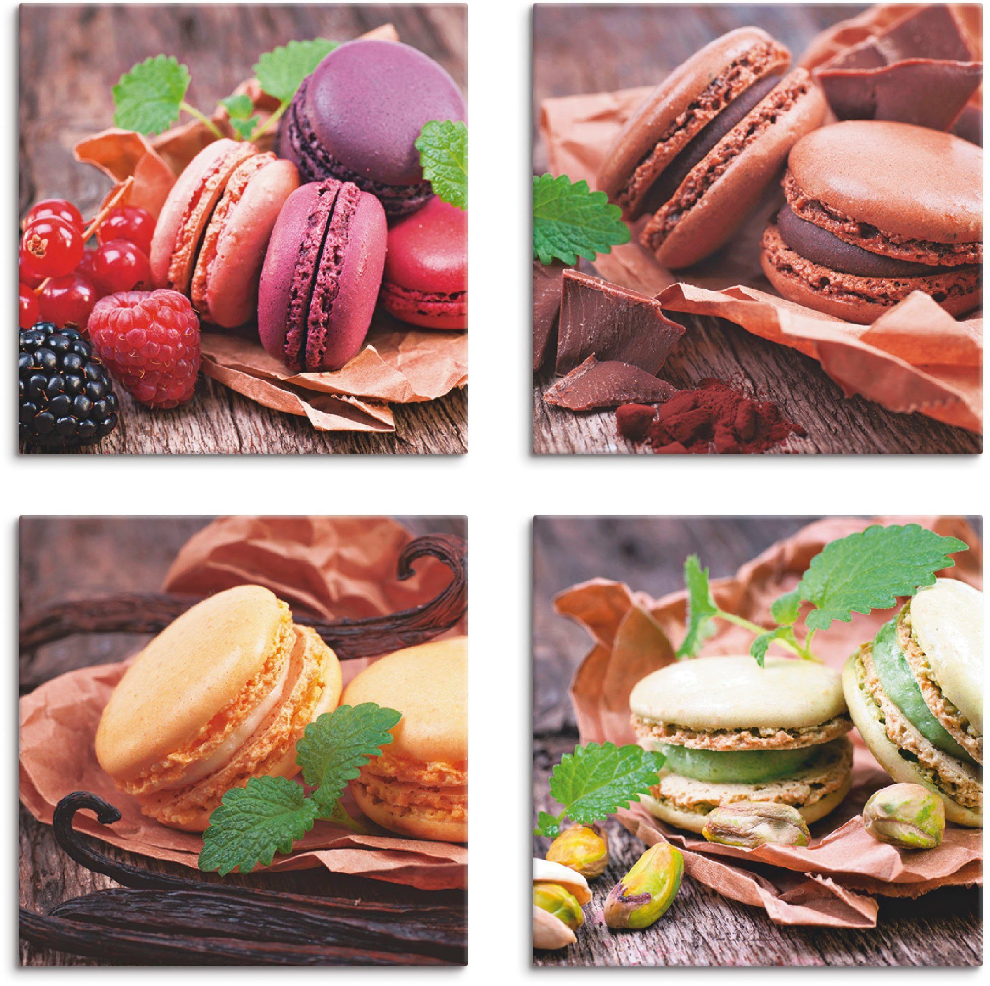 Artland Artprint op linnen Macarons set van 4, verschillende maten (4-delig)