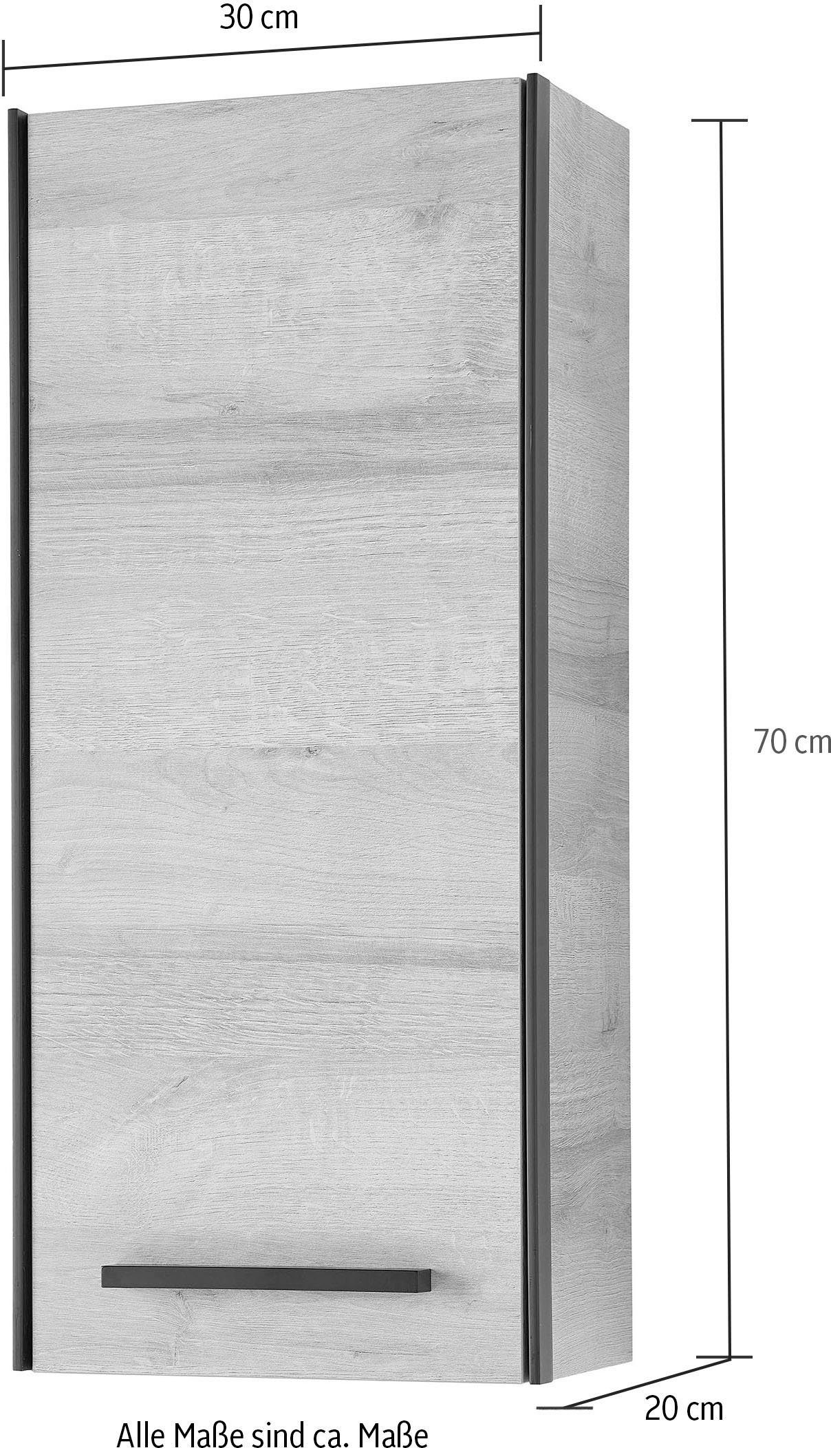 Saphir Hangend kastje Quickset 395 wand-badkamerkast 30 cm breed met 1 deur en 2 planken