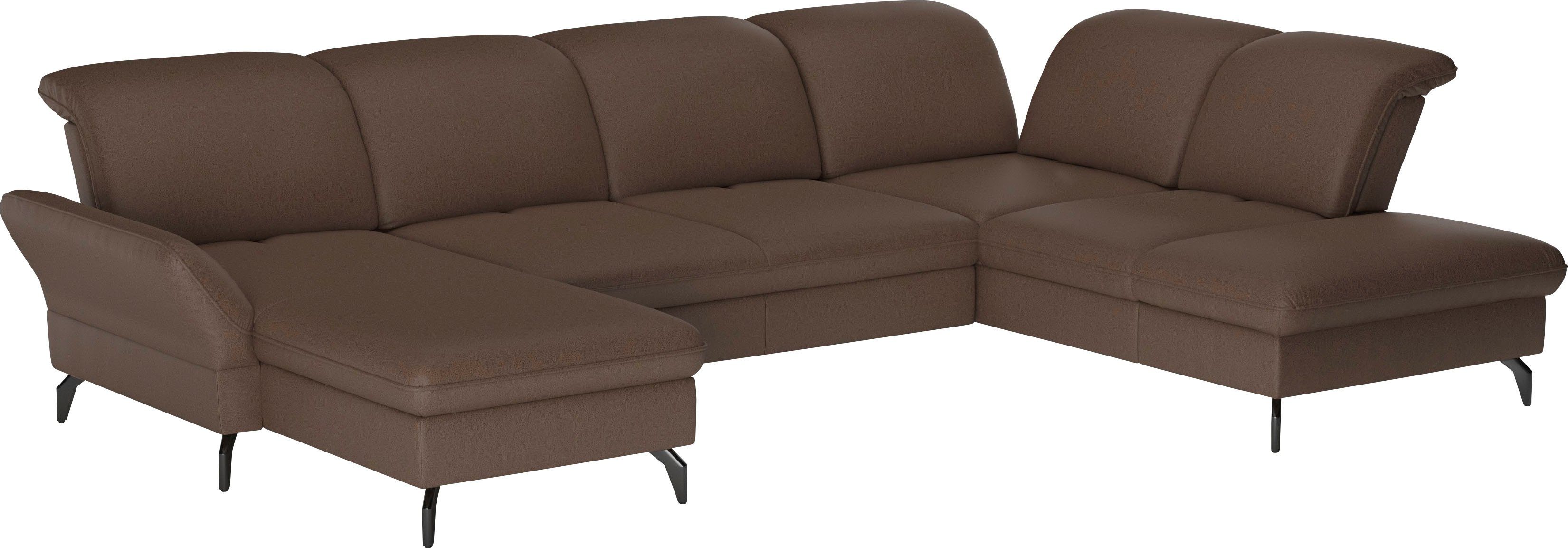 sit&more Zithoek Leandro U-vorm Naar keuze met bed, hoofdbord en armleuningfunctie, en bedkist