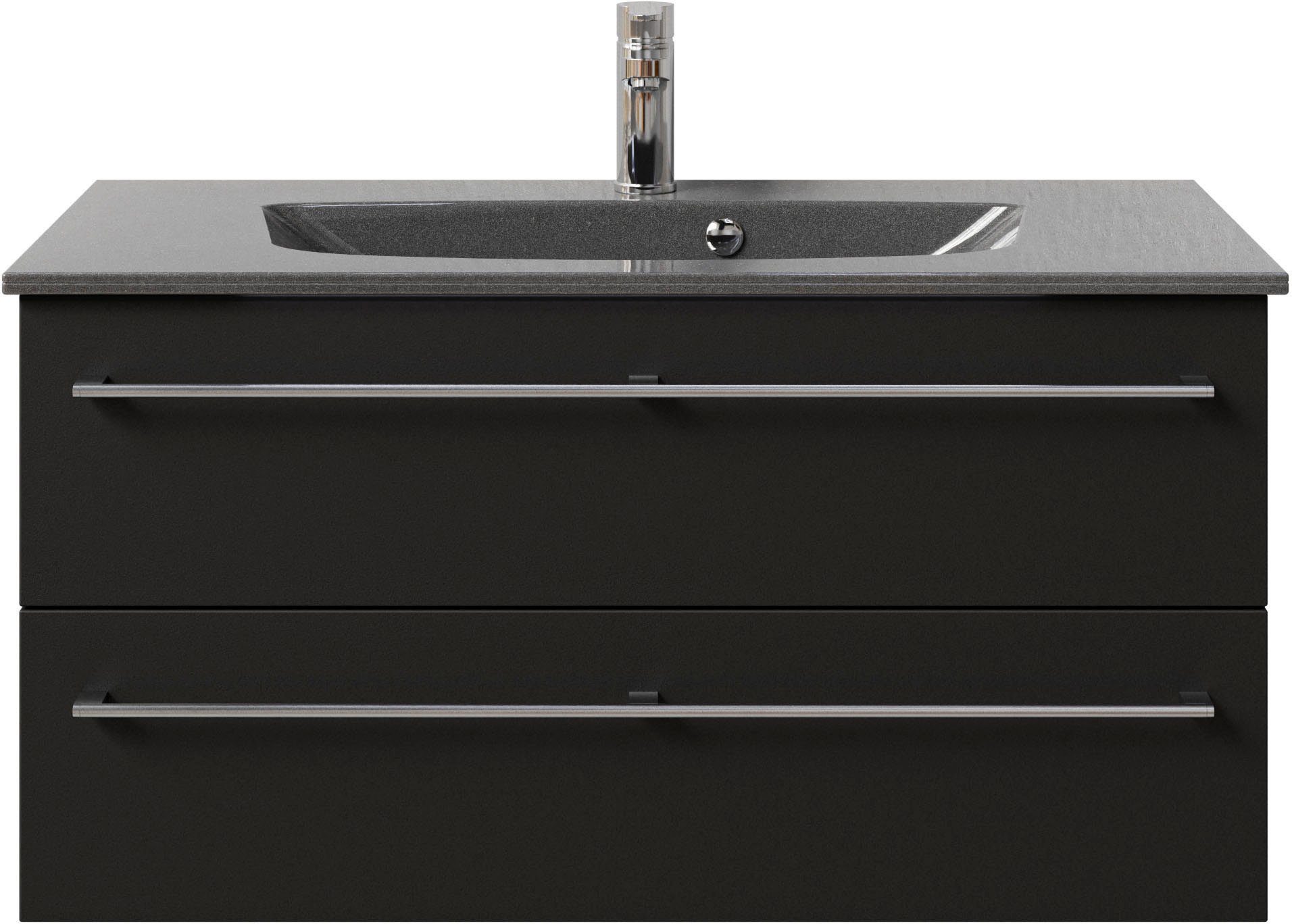 Saphir Wastafelonderkast Serie 6025 mineraalmarmeren wastafel met onderkast, 97 cm breed (2-delig)