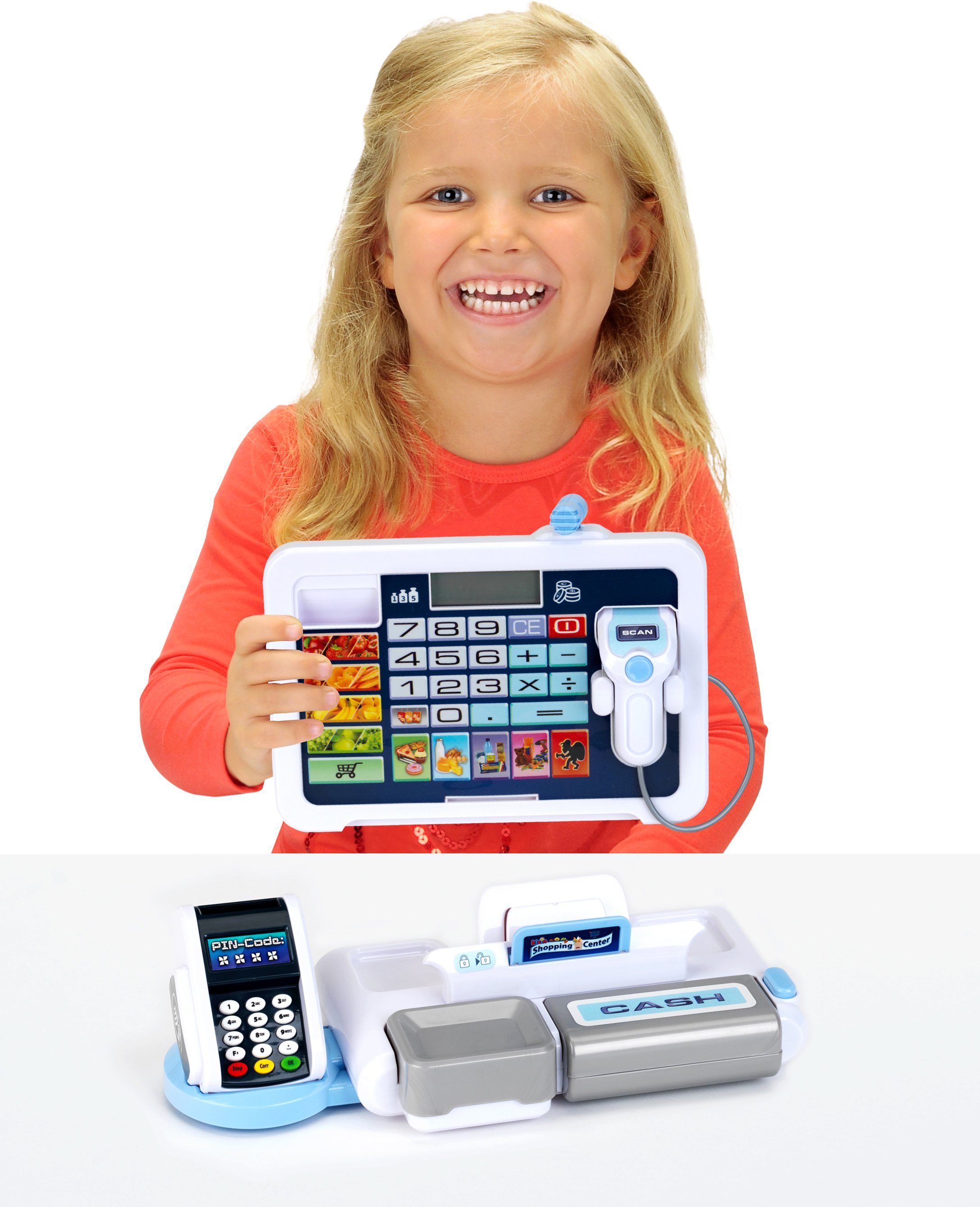 Klein Speelkassa Shoppingcenter-tablet en -kassa