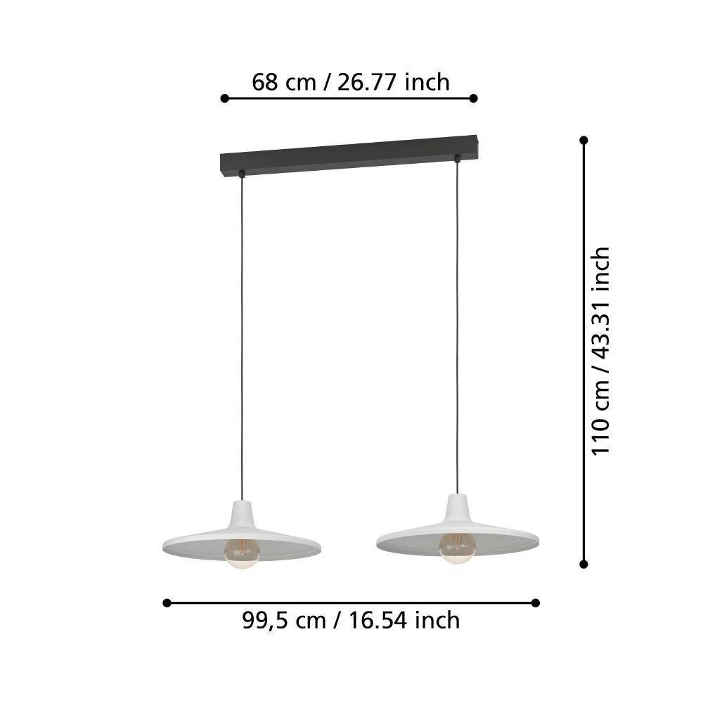 EGLO Hanglamp MINIERE Hanglamp, metaal in grijs, hanglamp met E27 fitting, 100 cm (1 stuk)