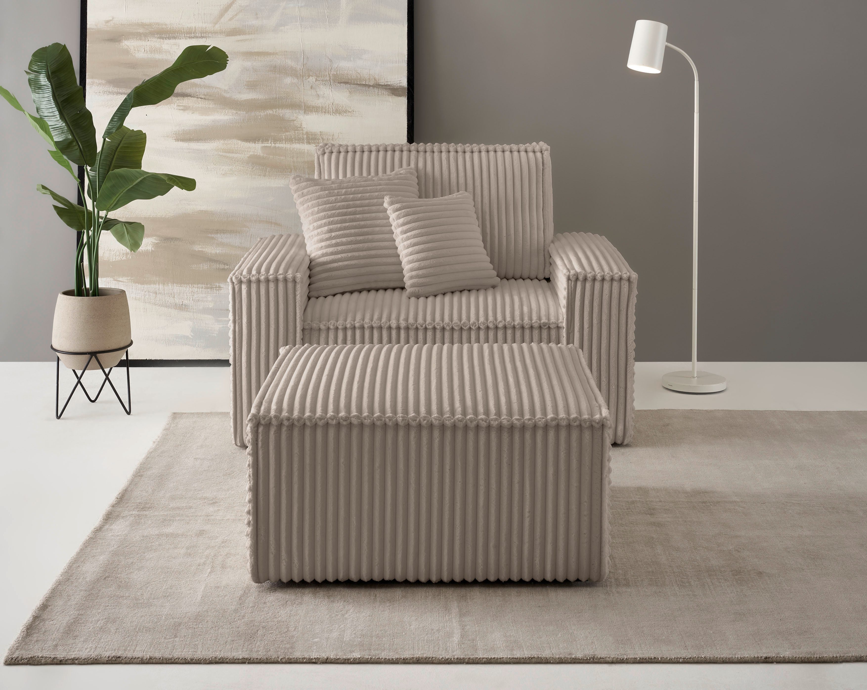 andas Loveseat Finnley Loveseat en hocker als set, passend bij de bekleding-serie Finnley (2-delig) grijs, 2- & 3-zitsbanken