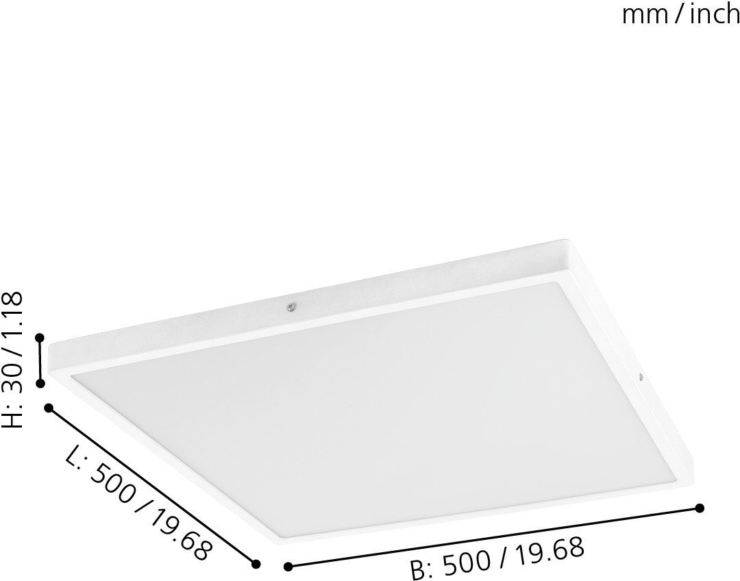 EGLO Opbouwarmatuur FUEVA 1 slank design, slechts 3 cm hoog (1 stuk)