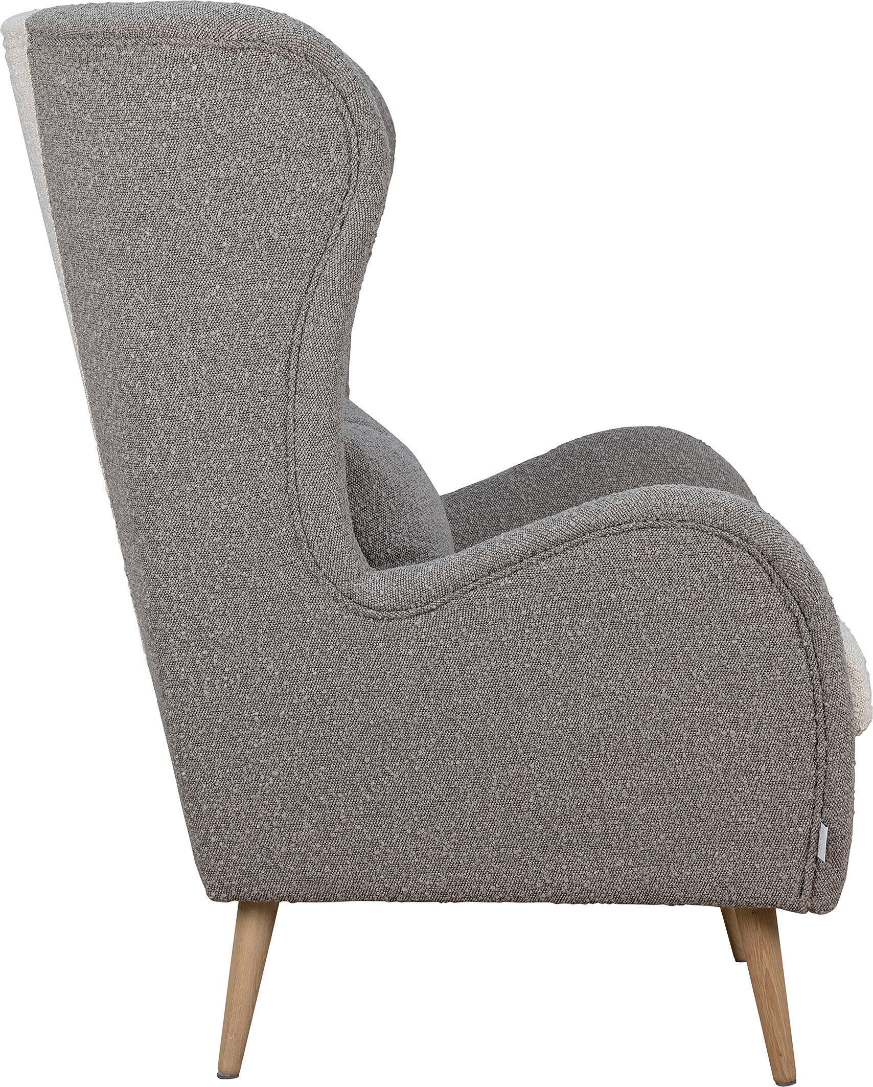 Guido Maria Kretschmer Home&Living Fauteuil Salla bekleding bouclé of fijne structuur, oorschelp fauteuil naar keuze met of zonder hocker, grote fauteuil: afm. bxdxh: 78x94x118cm