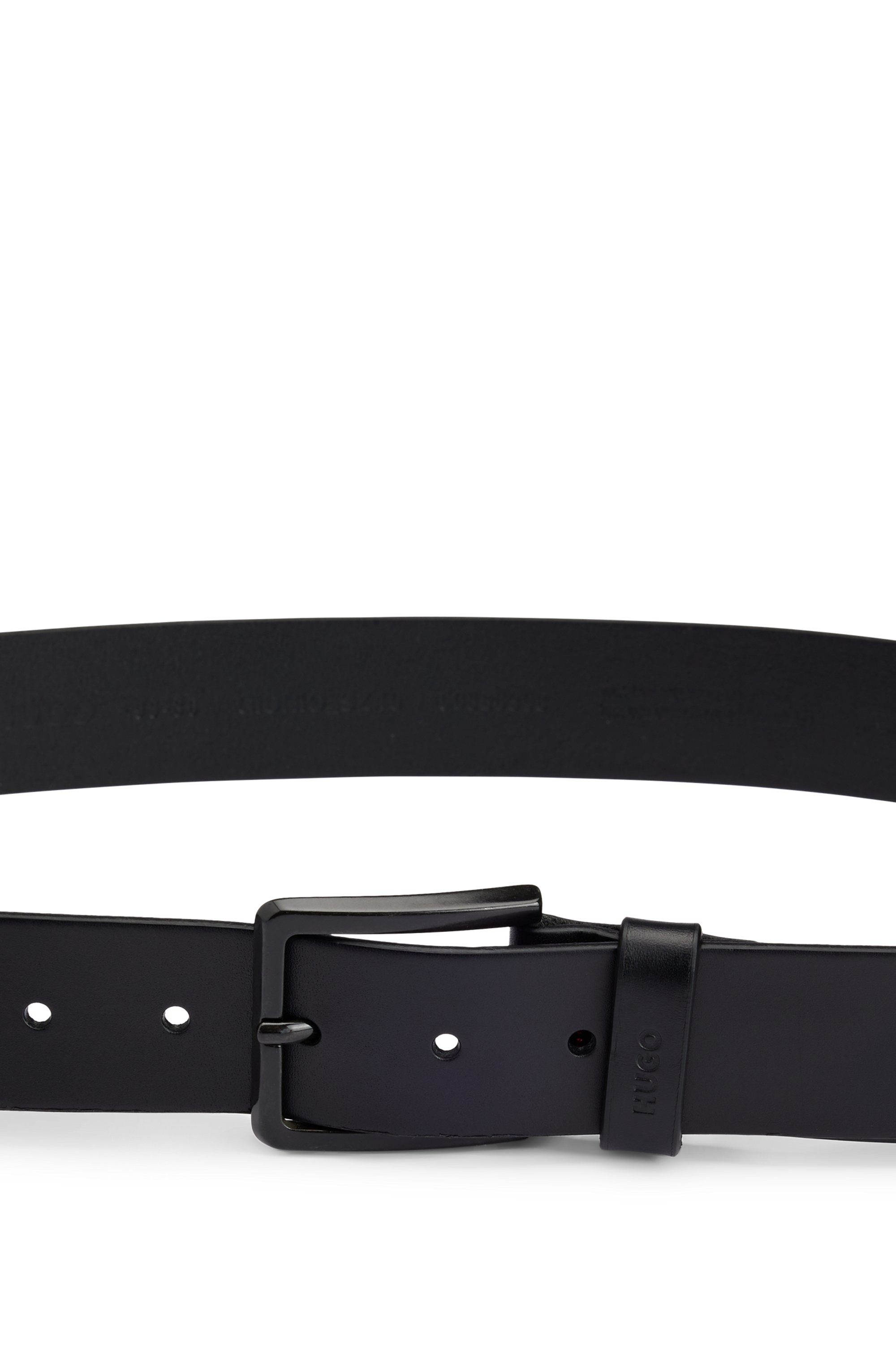 HUGO Leren riem Gionio van italiaans leer met logo-embossing op de lus