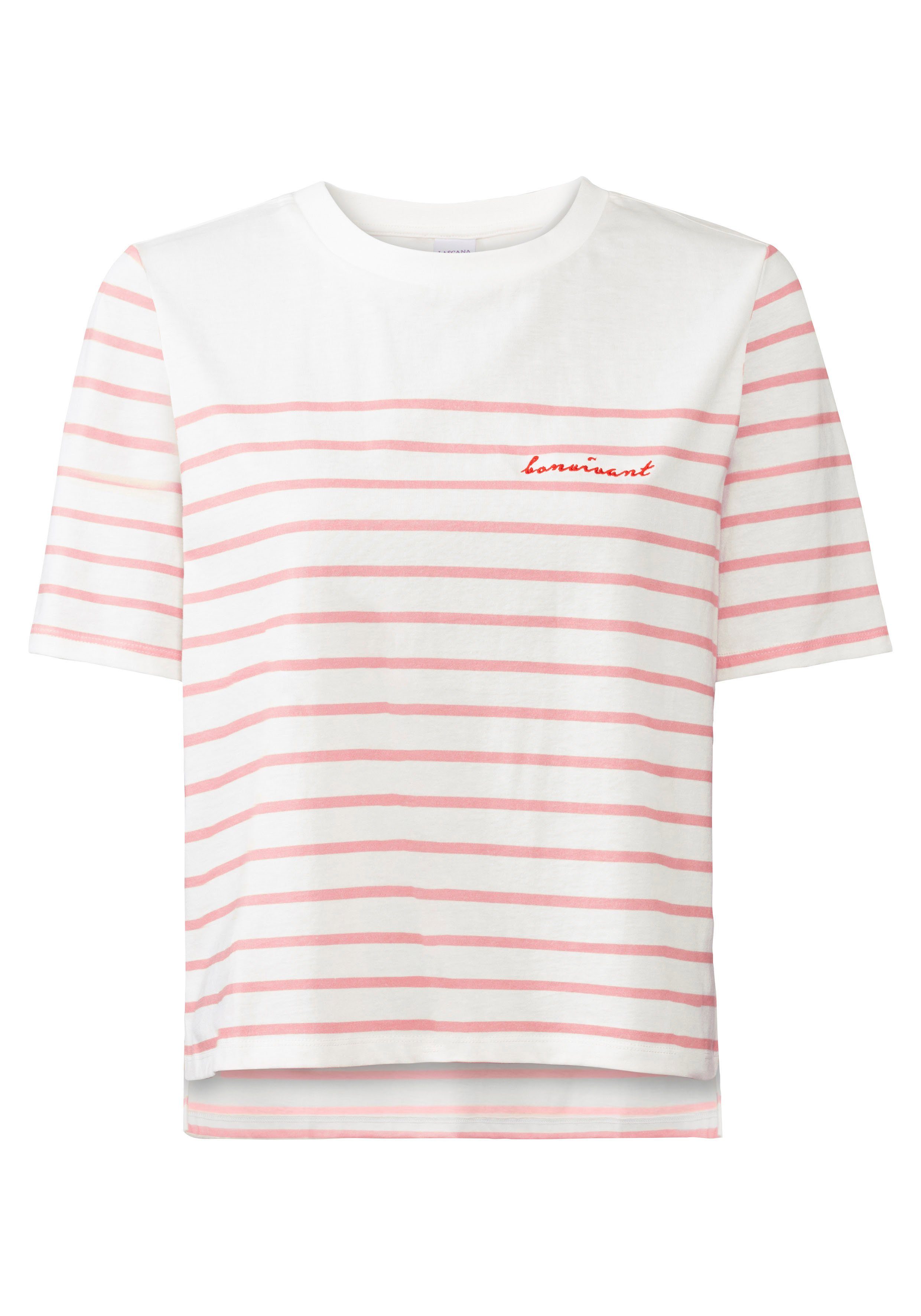 Lascana T-shirt met strepen, katoenen shirt met korte mouwen, slanke look, basic