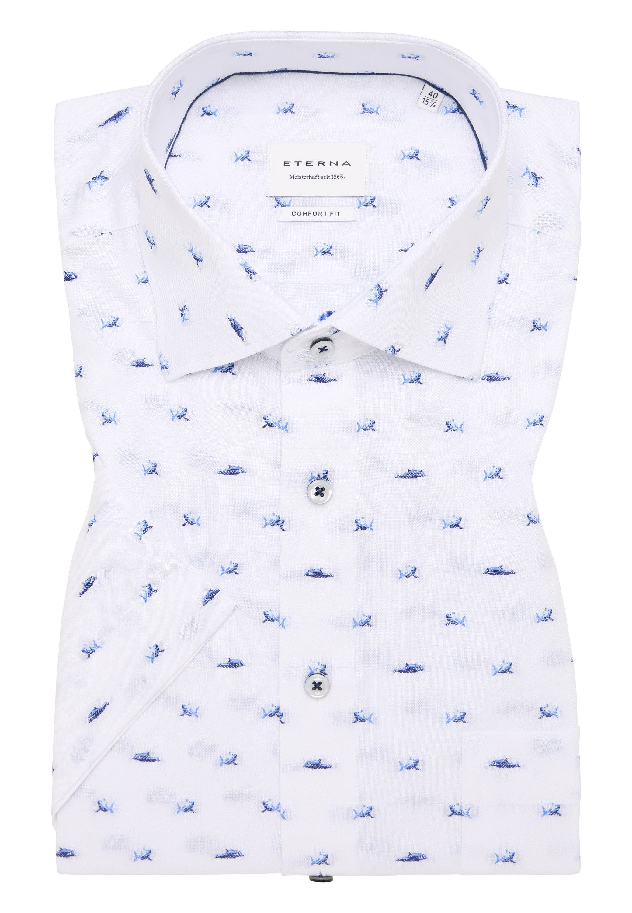 Eterna Overhemd met korte mouwen Comfort fit NON IRON (strijkvrij)