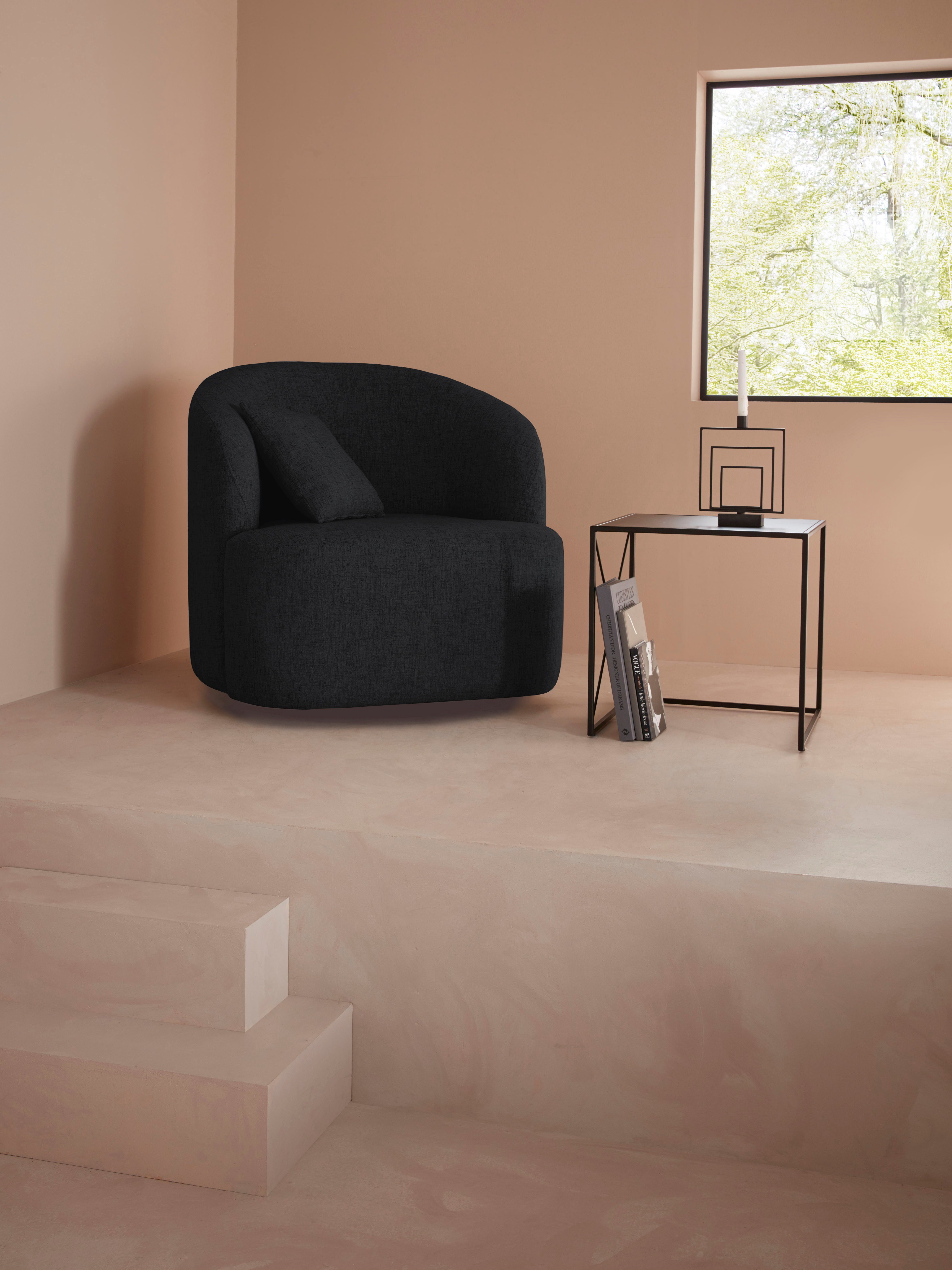 LeGer Home by Lena Gercke Draaibare fauteuil Dilara Stoel afgeronde rugleuning en front, in 3 stofkwaliteiten fauteuils zwart