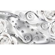 consalnet fotobehang 3d bloemen diamanten abstract, rozen, vliesbehang, voor woonkamer of slaapkamer zilver