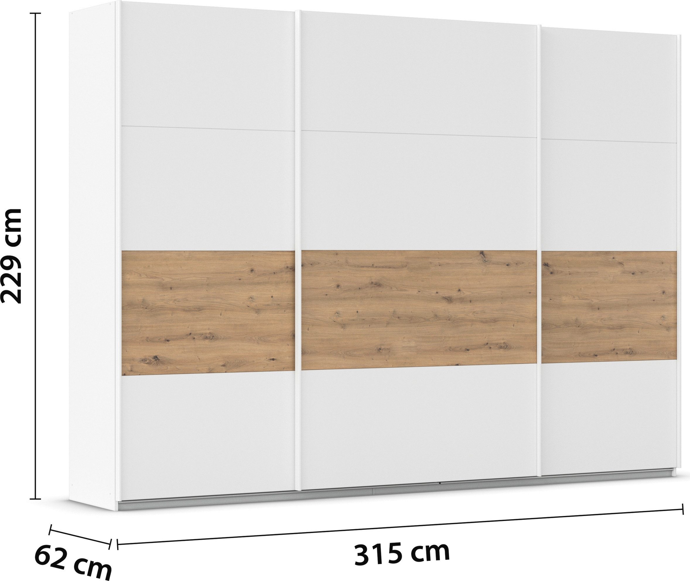 rauch Schuifdeurkast Kledingkast Kast Garderobe CORTONA inclusief indeling, 2 stoffen dozen en extra planken
