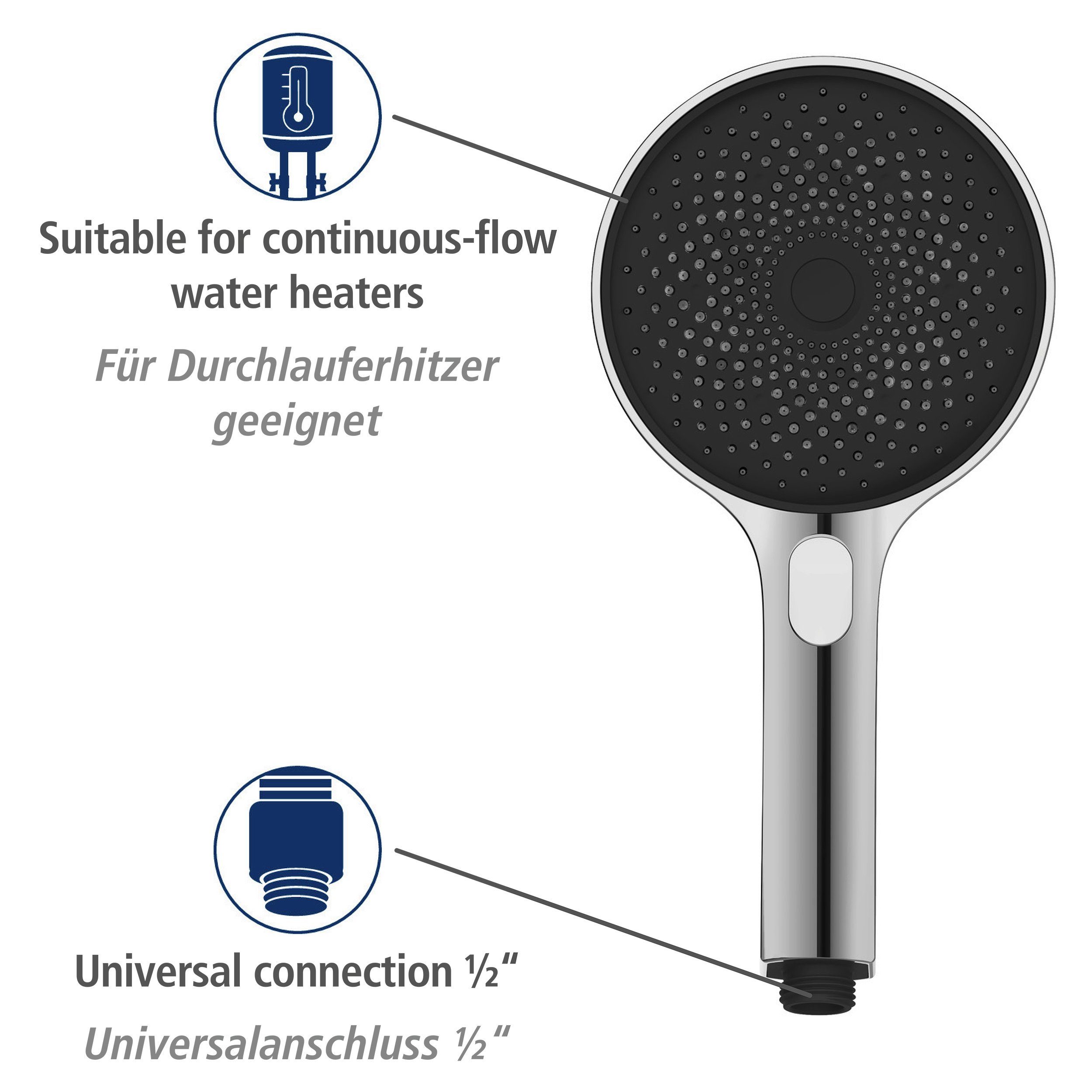 WENKO Douchestang-set Softwater Chroom, lengte stang: 68 cm