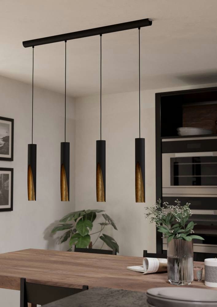 EGLO Hanglamp BARBOTTO Hanglamp, metaal in zwart en goud, hanglamp, GU10 lichtbron (1 stuk)