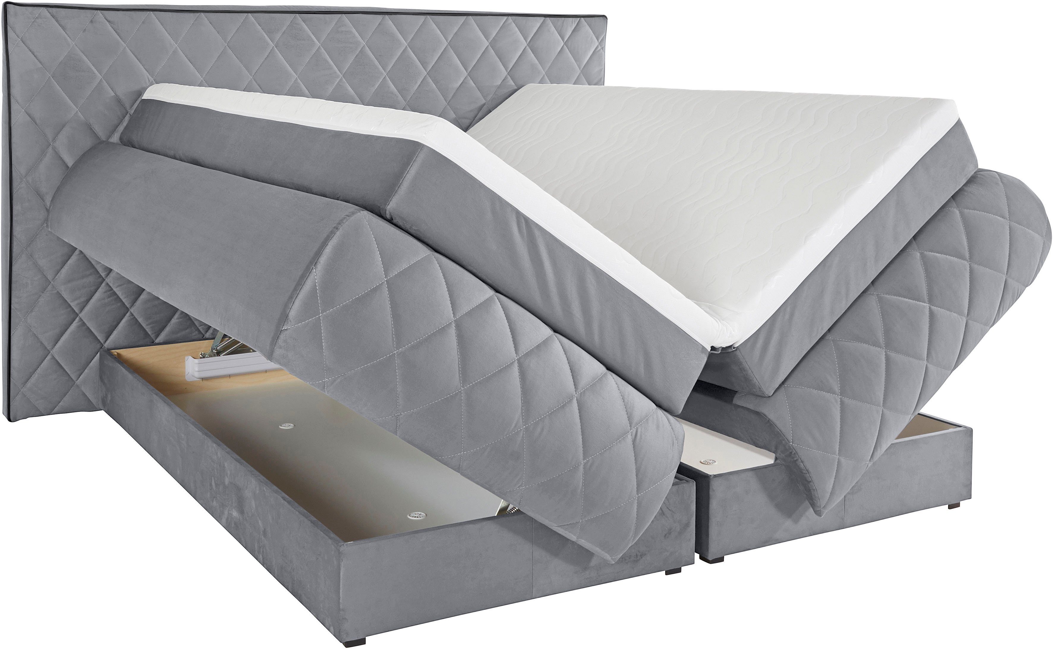 Places of Style Boxspring Alaric naar keuze met en zonder stralen, topmatras pocketvering