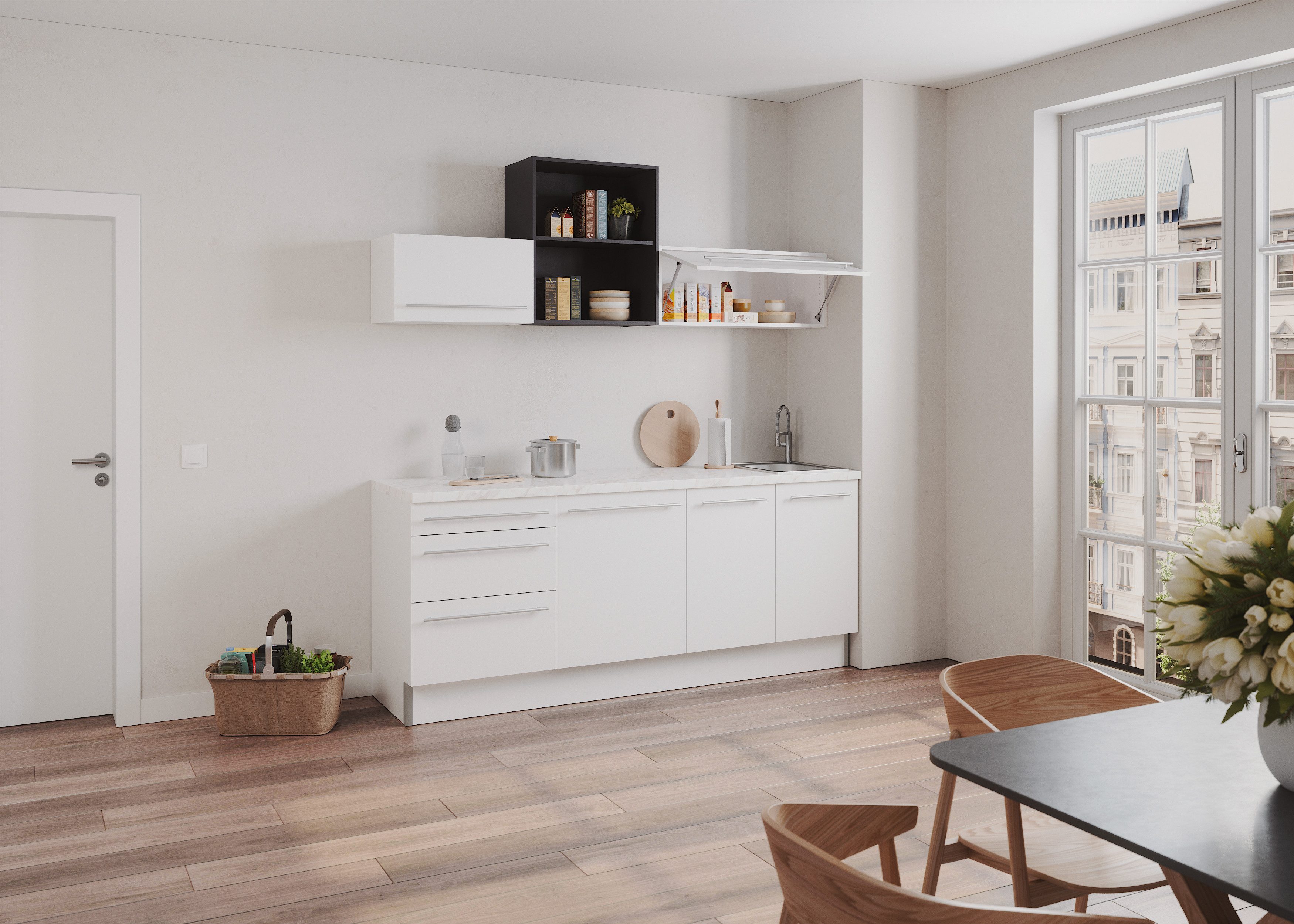 Kochstation Keuken KS-Bern2 Breedte 210 cm, optioneel met elektrische apparaten, met plank