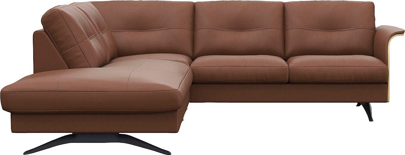 FLEXLUX Hoekbank Glow, super comfortabel door hoogwaardige zitconstructie met binnenvering, L-vorm bruin, hoekbanken, Ottomane links, Armlehnen in
