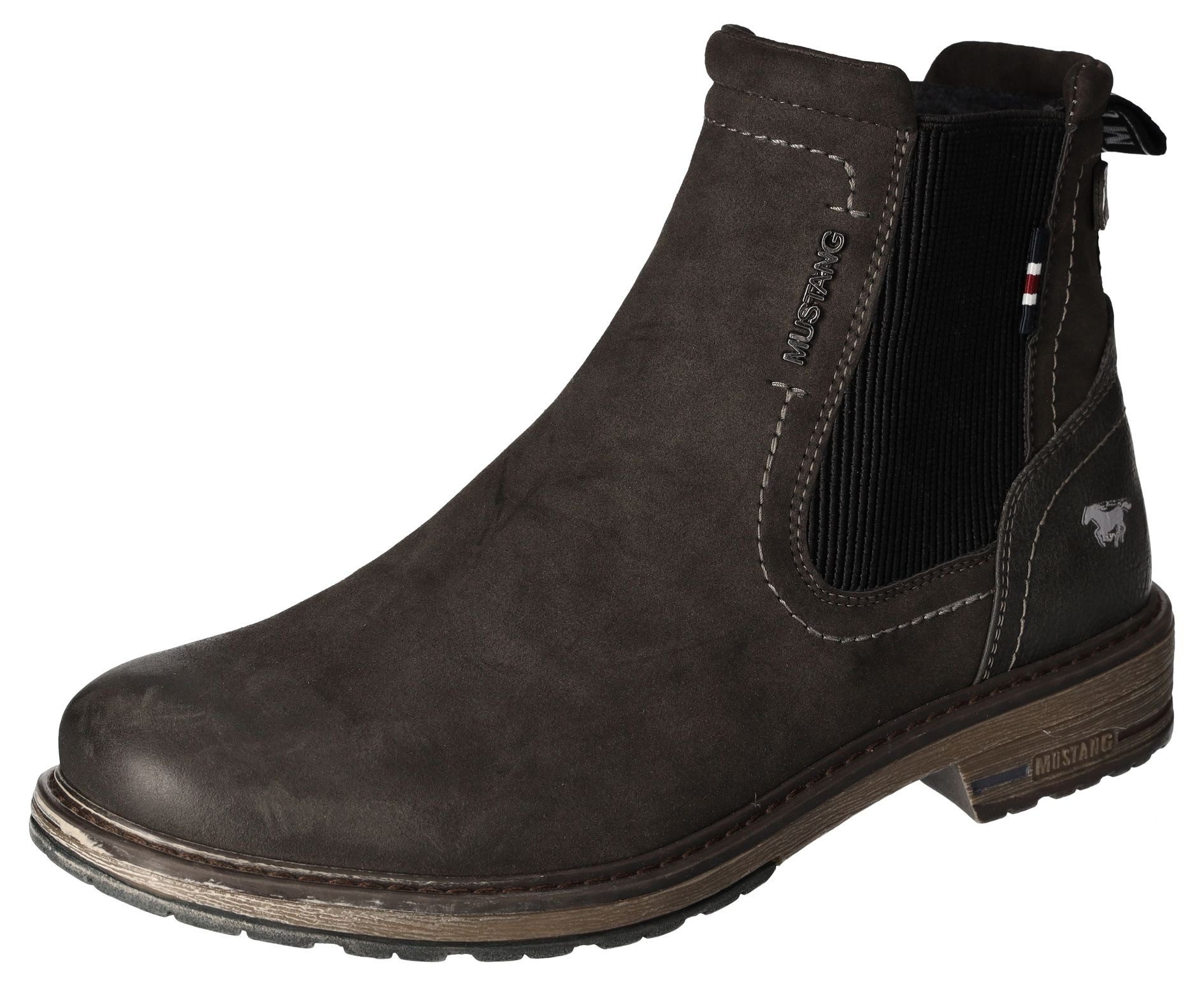 Mustang Shoes Chelsea-boots slip-on boots, ankle boots, block heel, side stretch insert