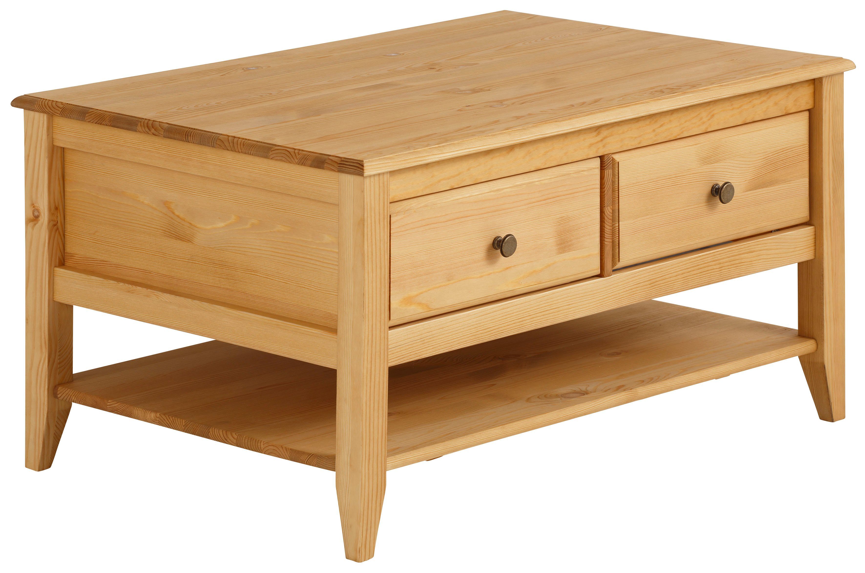 Home affaire Salontafel Leonis Breedte 89 cm, met lades en legplank, van massief grenen