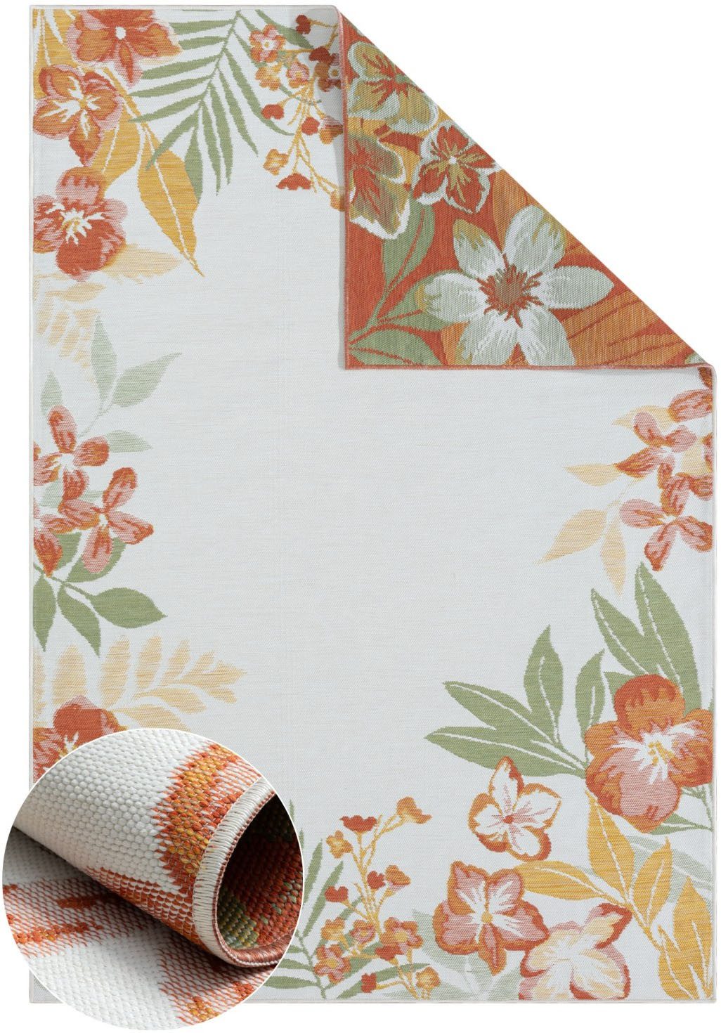 Myflair Möbel & Accessoires Vloerkleed Isla voorraadopruiming Omkeerbaar tapijt, bloemen, met rand, geschikt voor buiten, balkon, terras