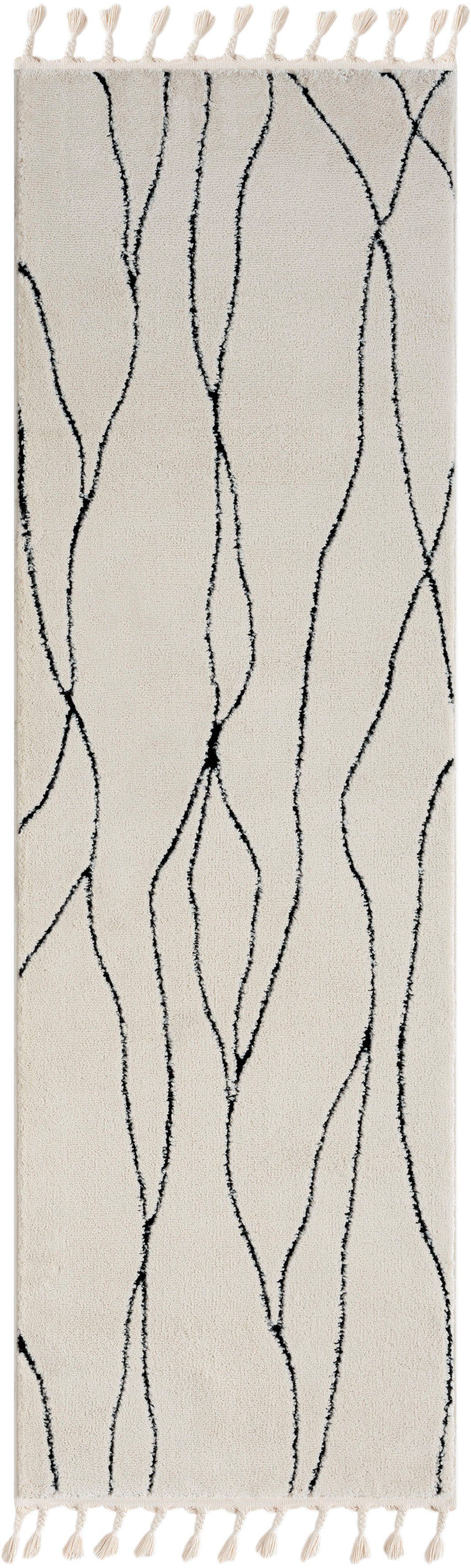 Myflair Möbel & Accessoires Hoogpolig vloerkleed Moroccan Handwrite modern, marokkaans ontwerp, fluffy zacht, met franjes