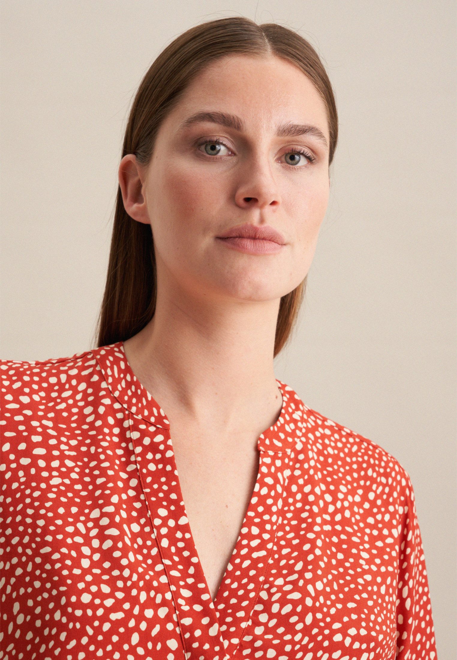 seidensticker Klassieke blouse Zwarte roos Tuniek print