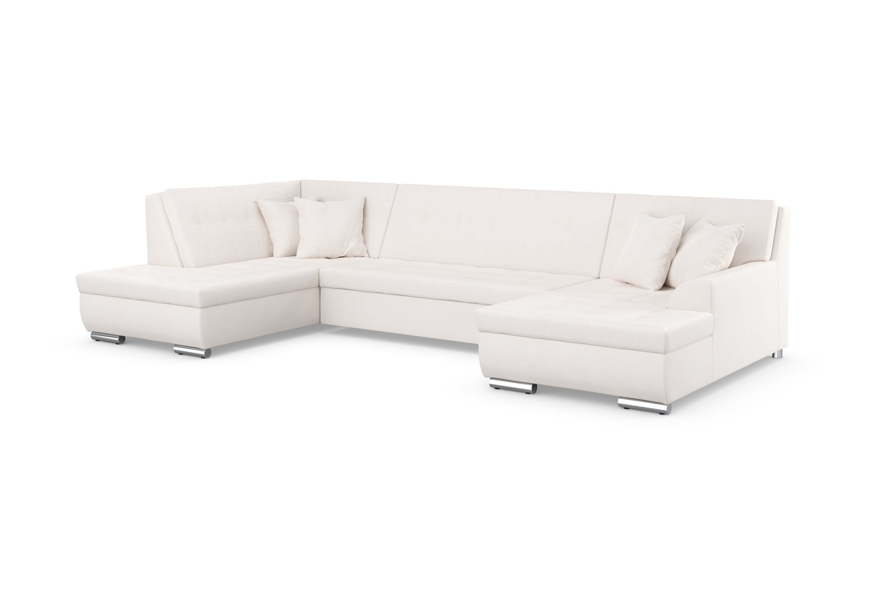 DOMO collection Zithoek Treviso inclusief sierkussen, moderne stiksels, XXL: B/D/H: 364/201/83 cm naar keuze met slaapfunctie, in vele soorten bekleding ook in cord u-model