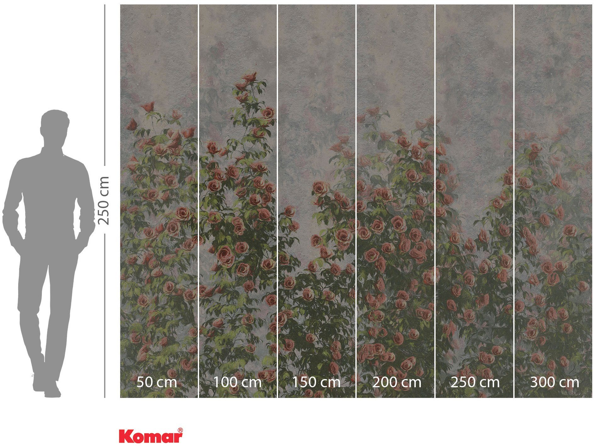 Komar Vliesbehang Digitale print vlies - Wall Roses - Afmeting 300 x 250 cm (1 stuk)