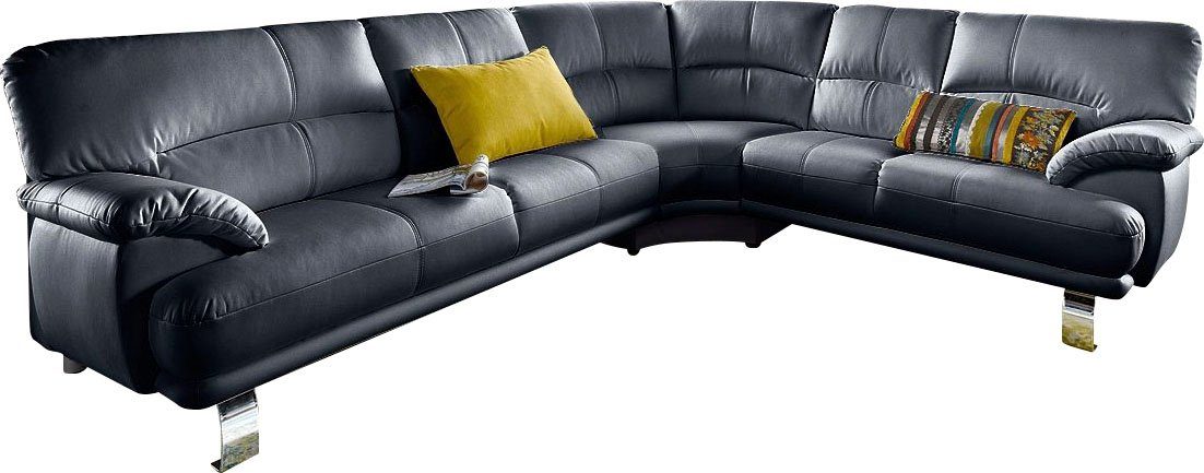TRENDMANUFAKTUR Hoekbank Cecilia in Italiaans design, modern en comfortabel, L-vorm grijs, hoekbanken, Lange zijde links
