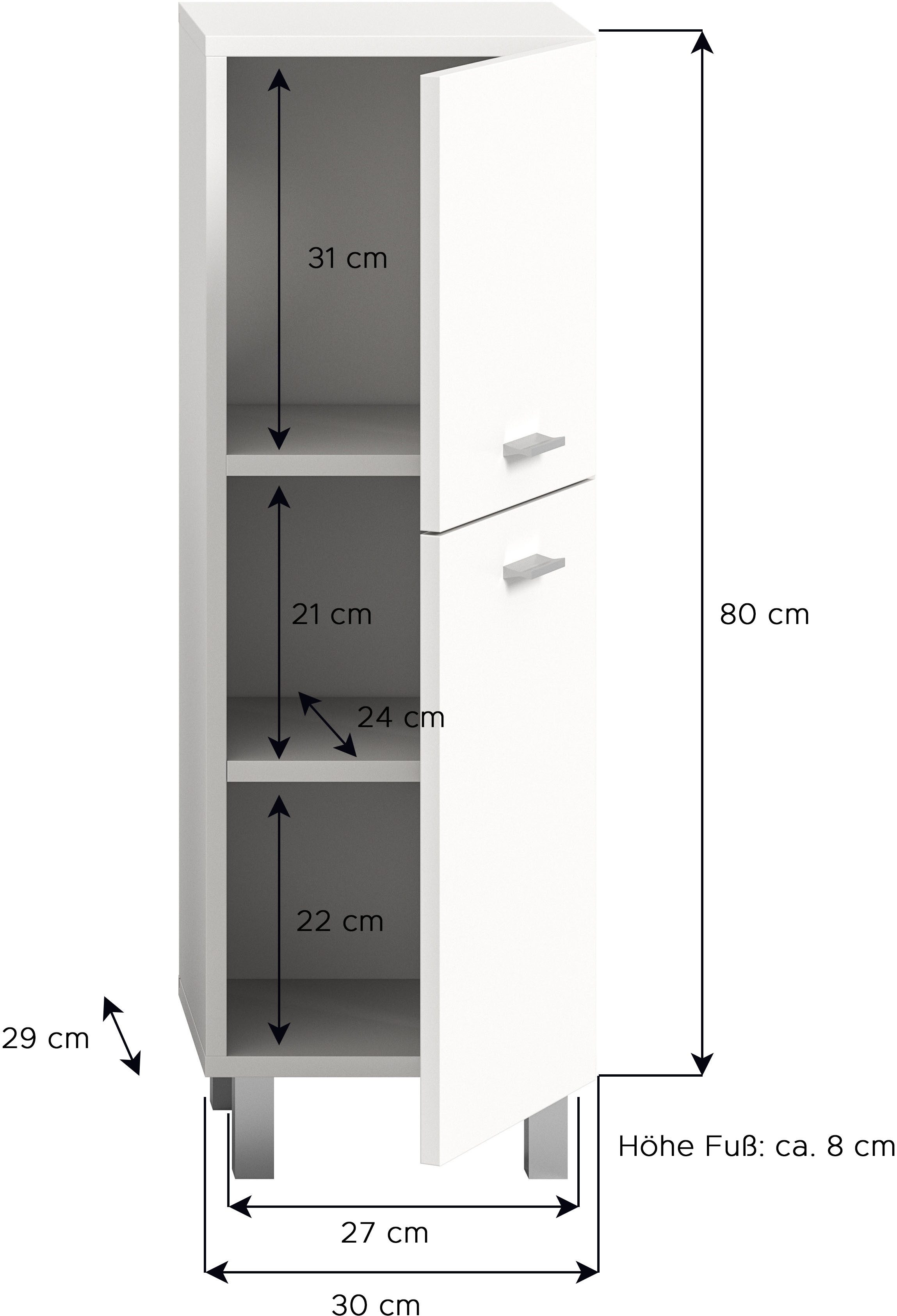 welltime Halfhoge kast Tampa, hoogte 80cm, hangend of staand te monteren