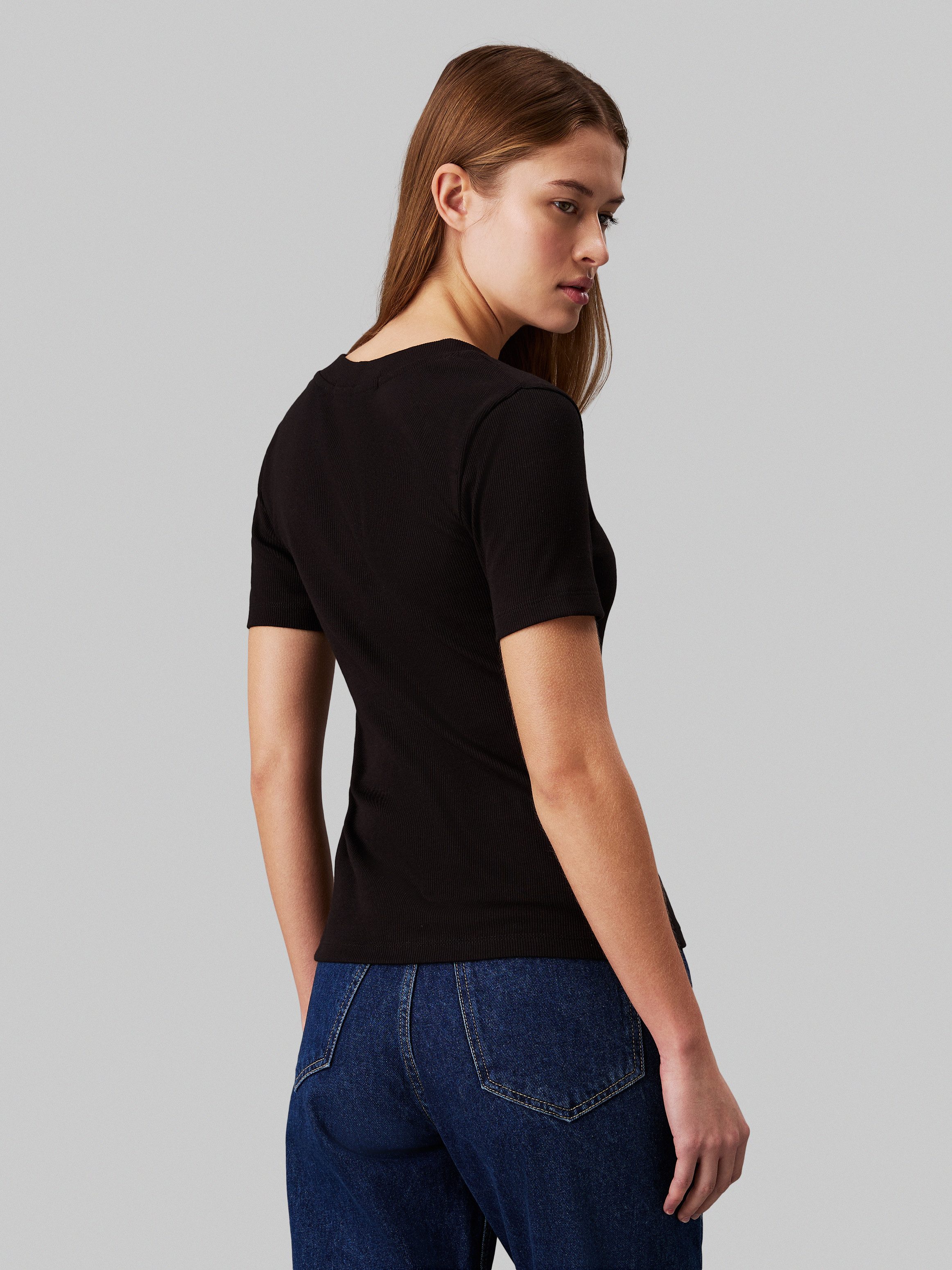 Calvin Klein T-shirt WOVEN LABEL RIB V-NECK TEE