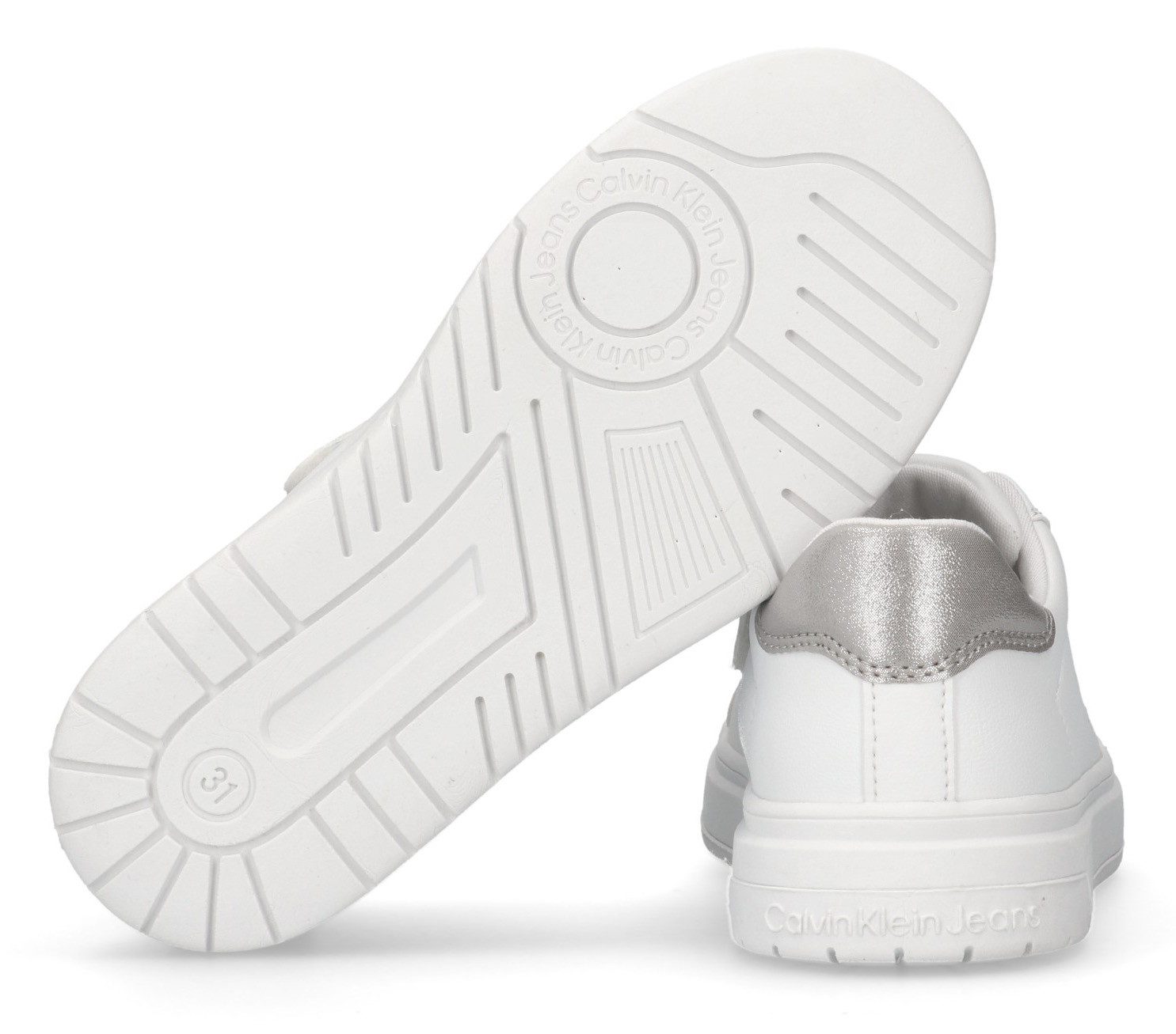Calvin Klein Sneakers met rits, plateausneaker, veterschoen met metallic inzet