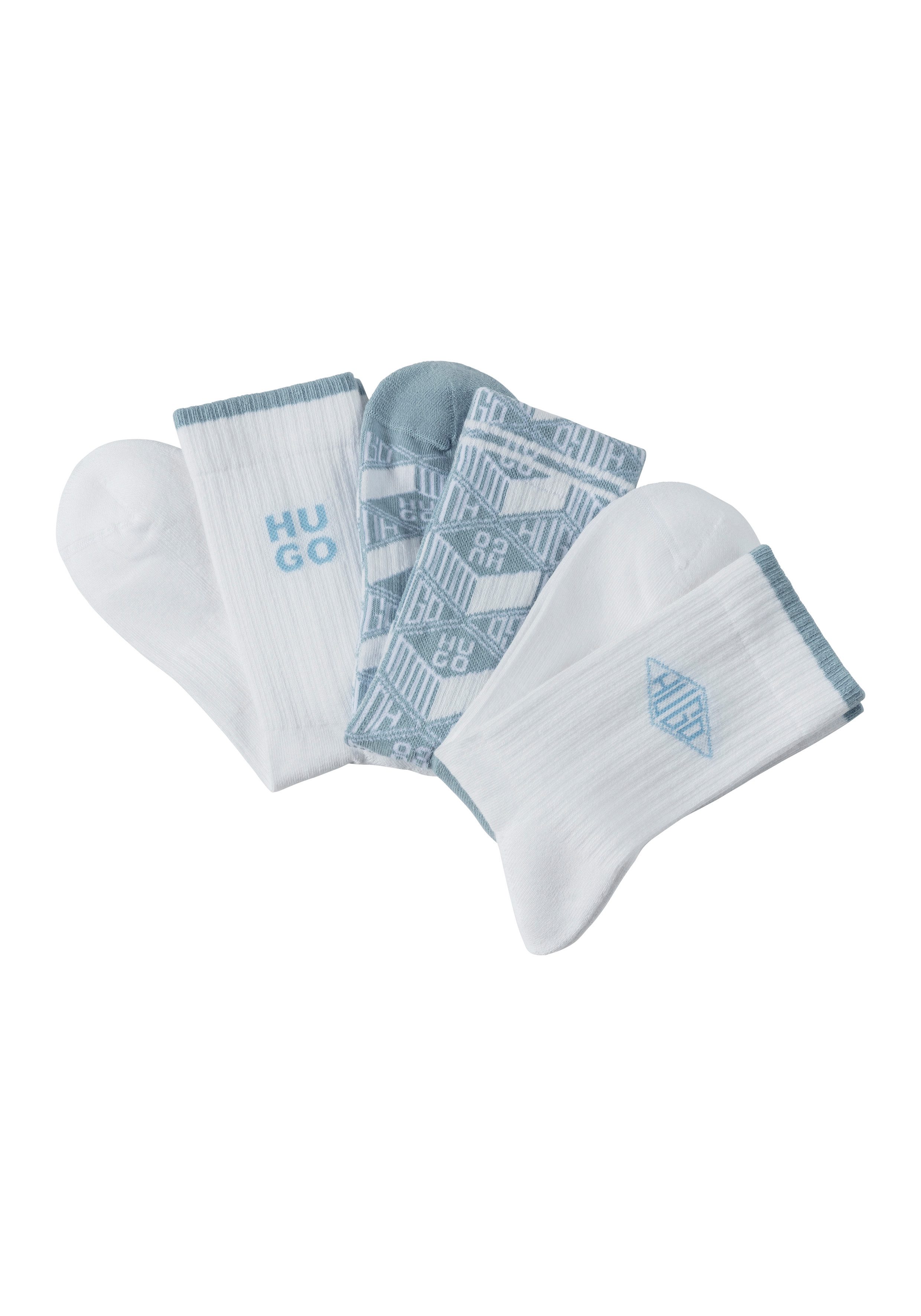HUGO underwear Sokken met contrasterend logo (3 paar) jongens sokken maat 43-46 blauw