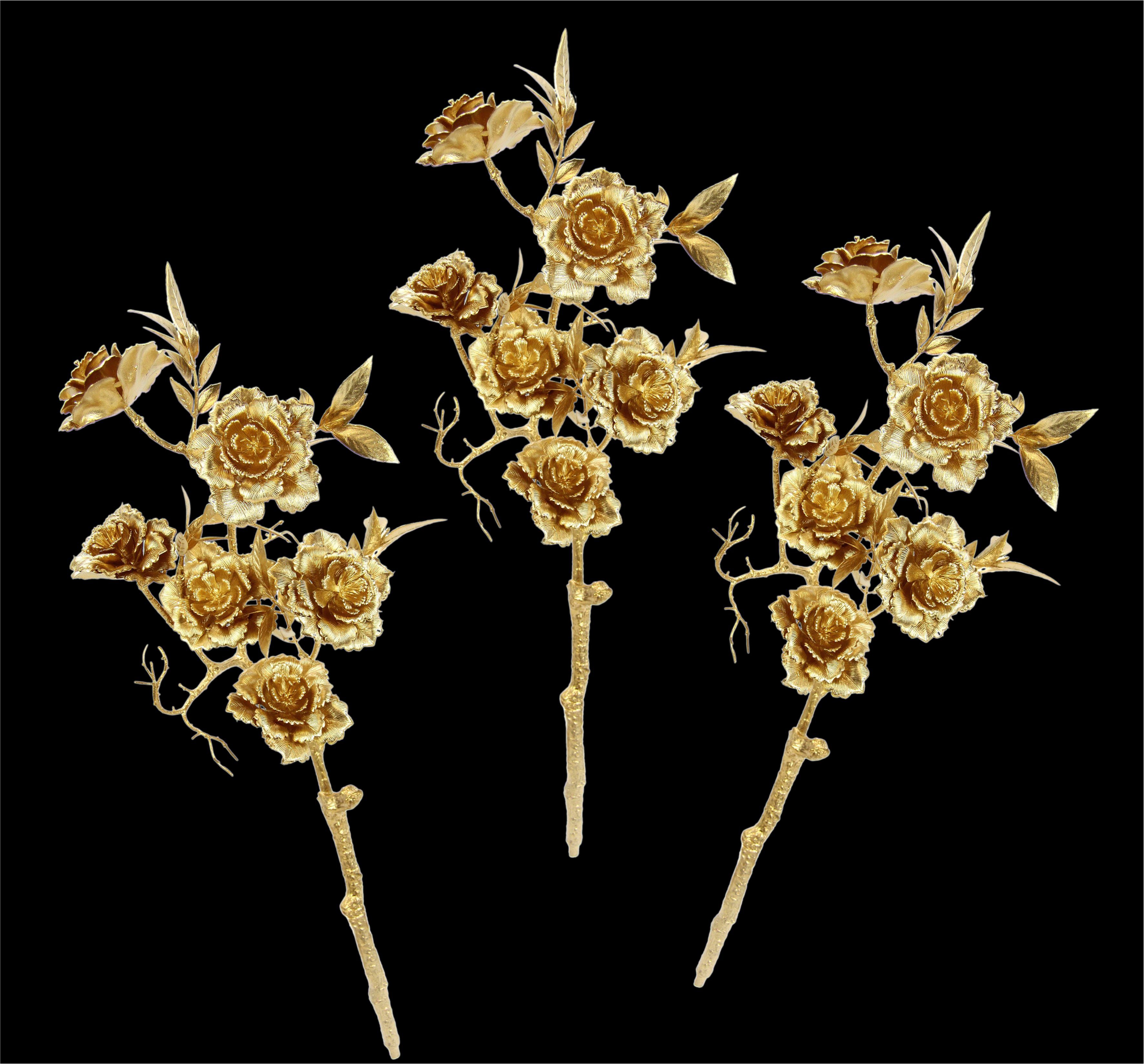 I.GE.A. Kunstbloem Rosé Kunstroos, rozen tak, 3-delige set (3 stuks)