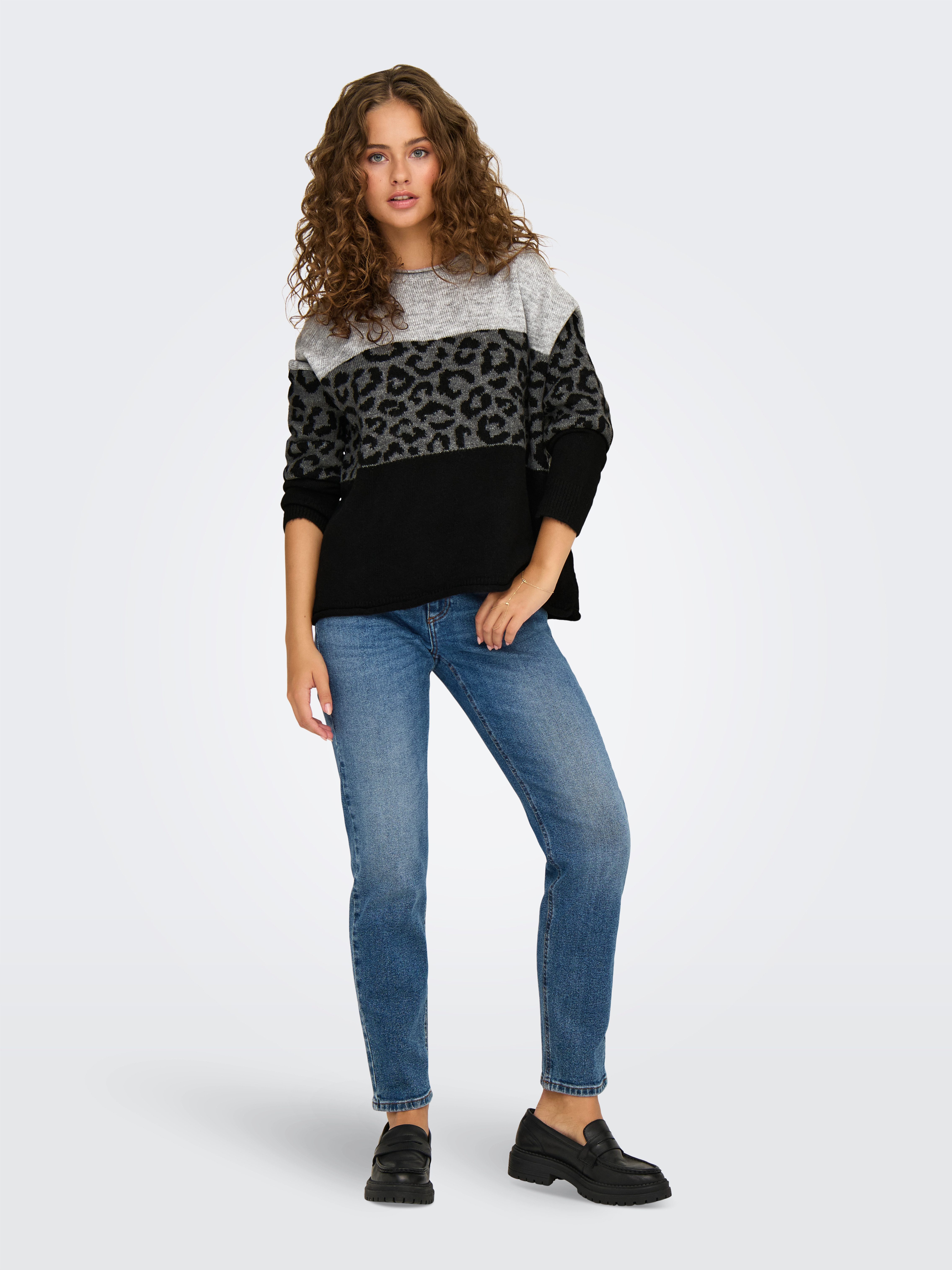 Only Trui met ronde hals ONLJADE ANIMAL LS O-NECK NOOS KNT