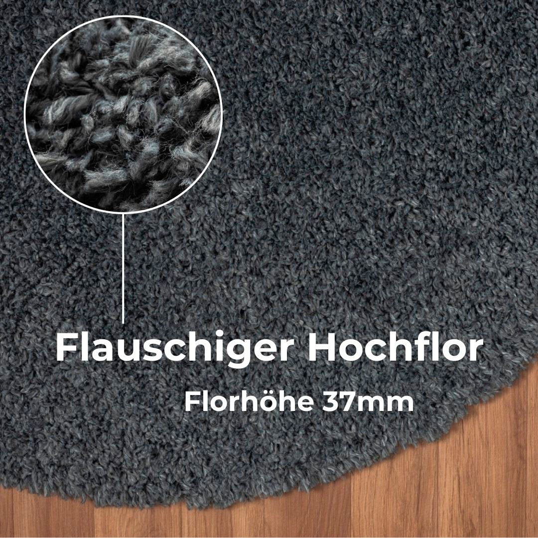 my home Hoogpolig vloerkleed Banji Uni-kleuren, zacht en fluffy, ook als rechthoekig verkrijgbaar