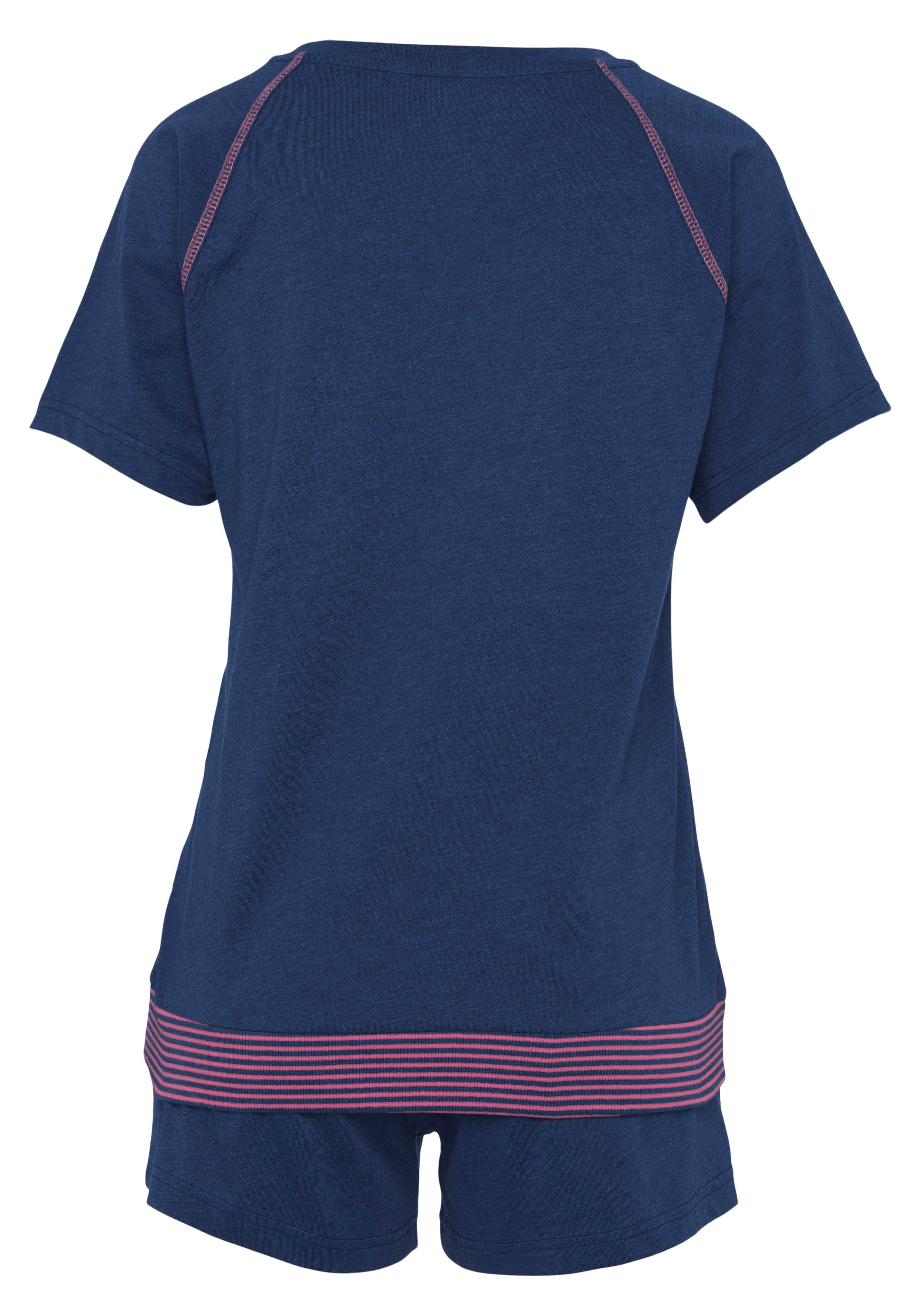 Vivance Dreams Shortama met decoratieve flatlock-naden in neonkleuren (2-delig)