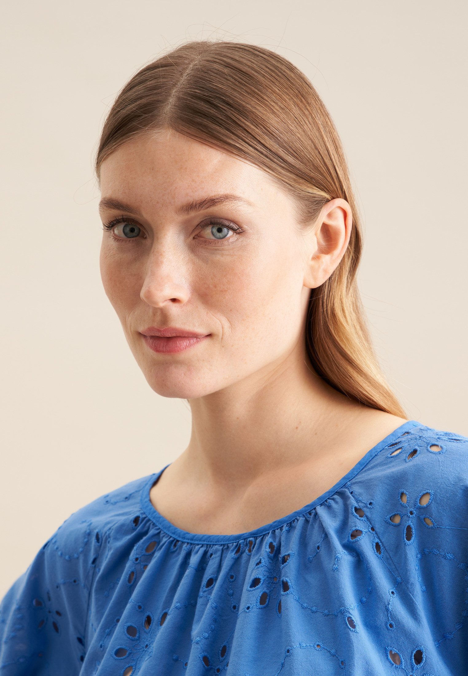 seidensticker Shirtblouse Zwarte roos 3/4-arm ronde hals borduursel