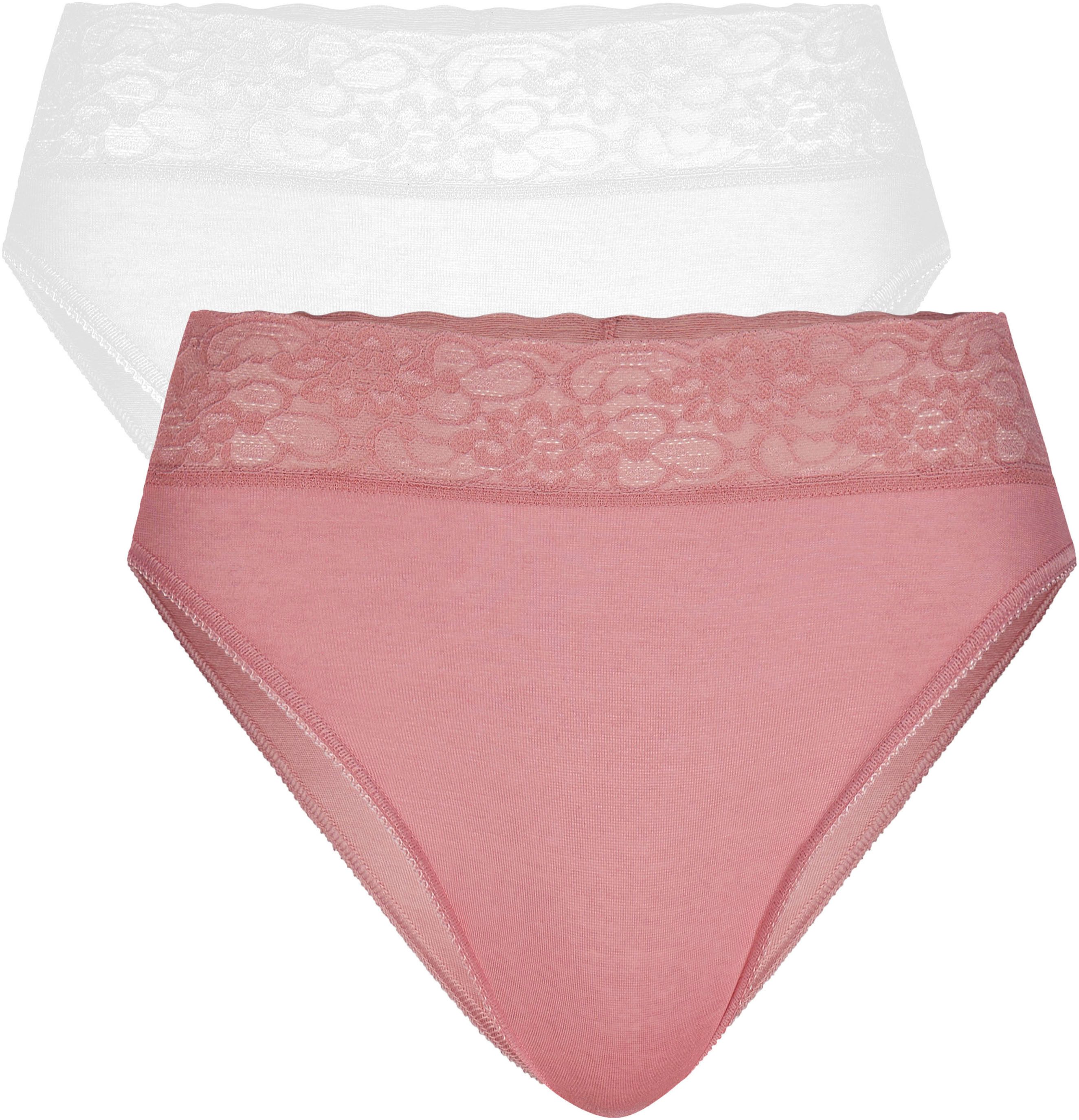 CALIDA Jazzpants Iconics met hoogwaardige lycra-kant aan de band (Set van 2) dames slips maat XS (36/38) roze