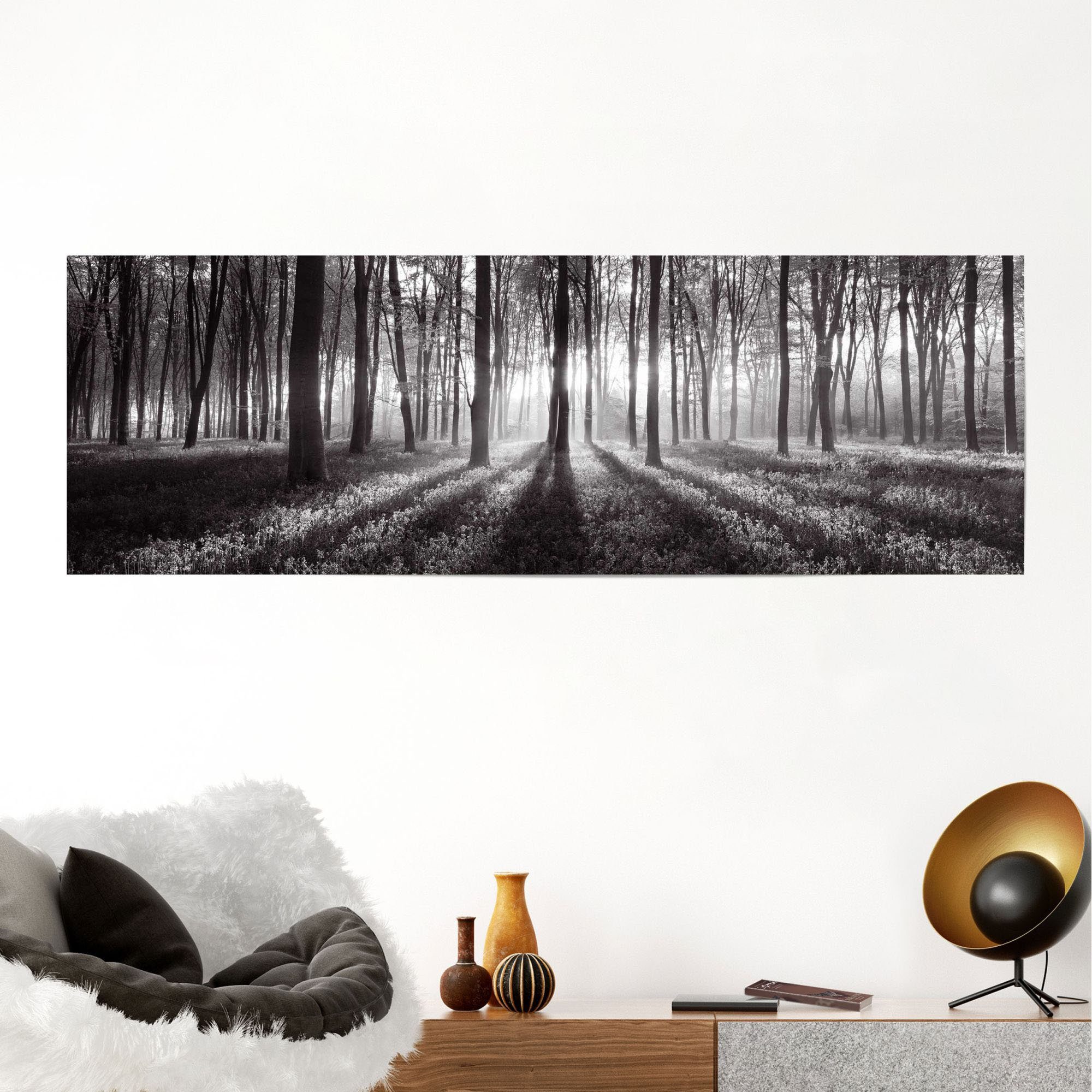 Reinders! Poster Zonsopkomst in het bos zwart/wit