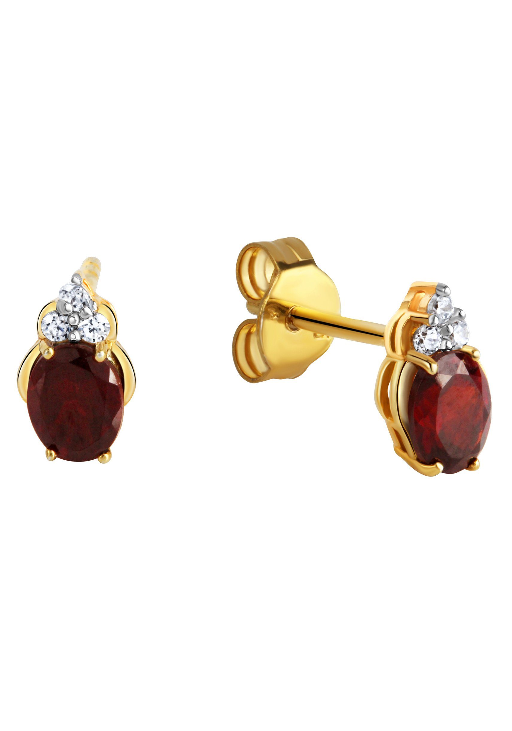 Firetti Oorstekers Sieraad cadeau zilver 925 oorbellen edelsteen granaat dames oorbellen rood