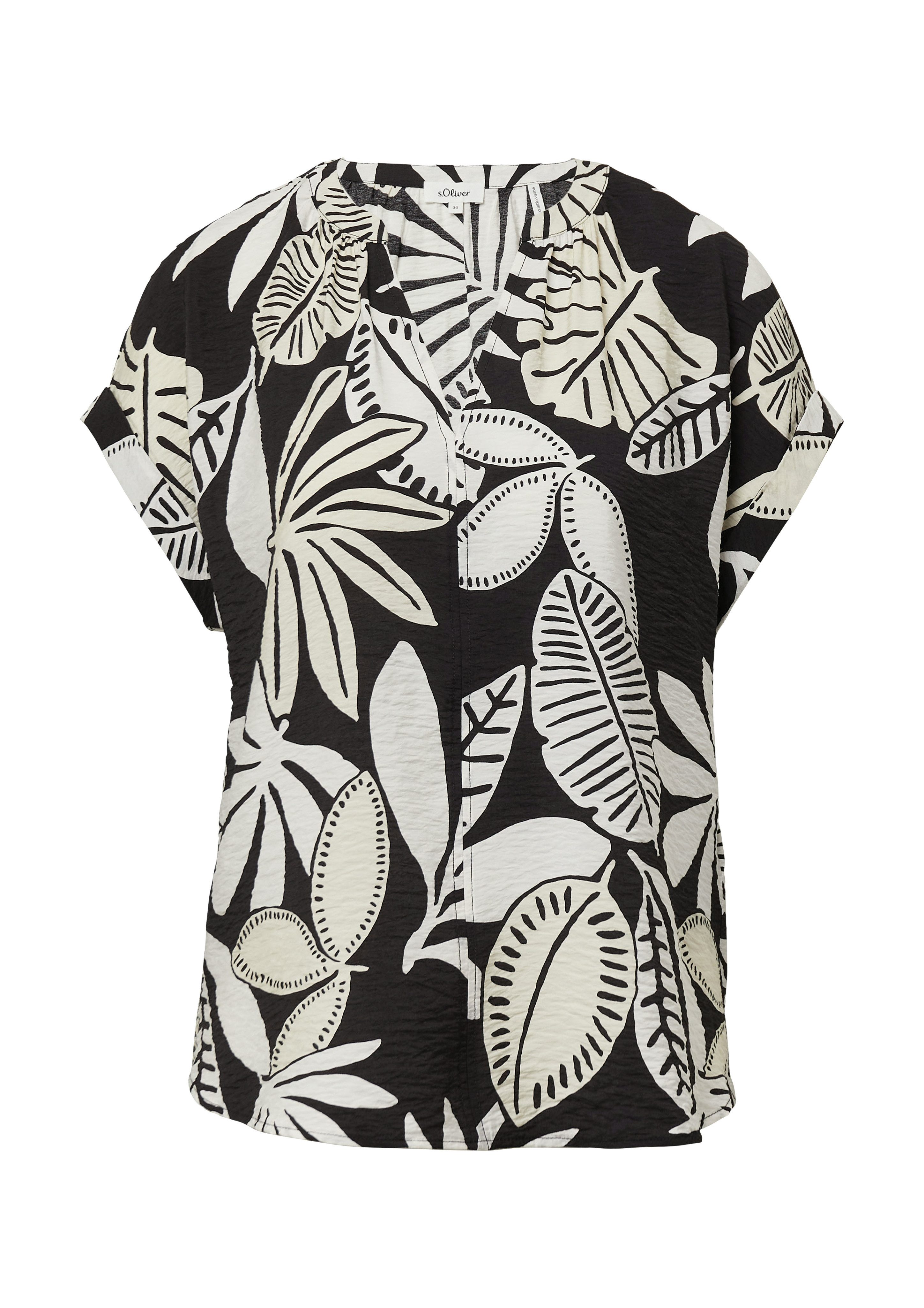 s.Oliver Gedessineerde blouse met rimpeldetails