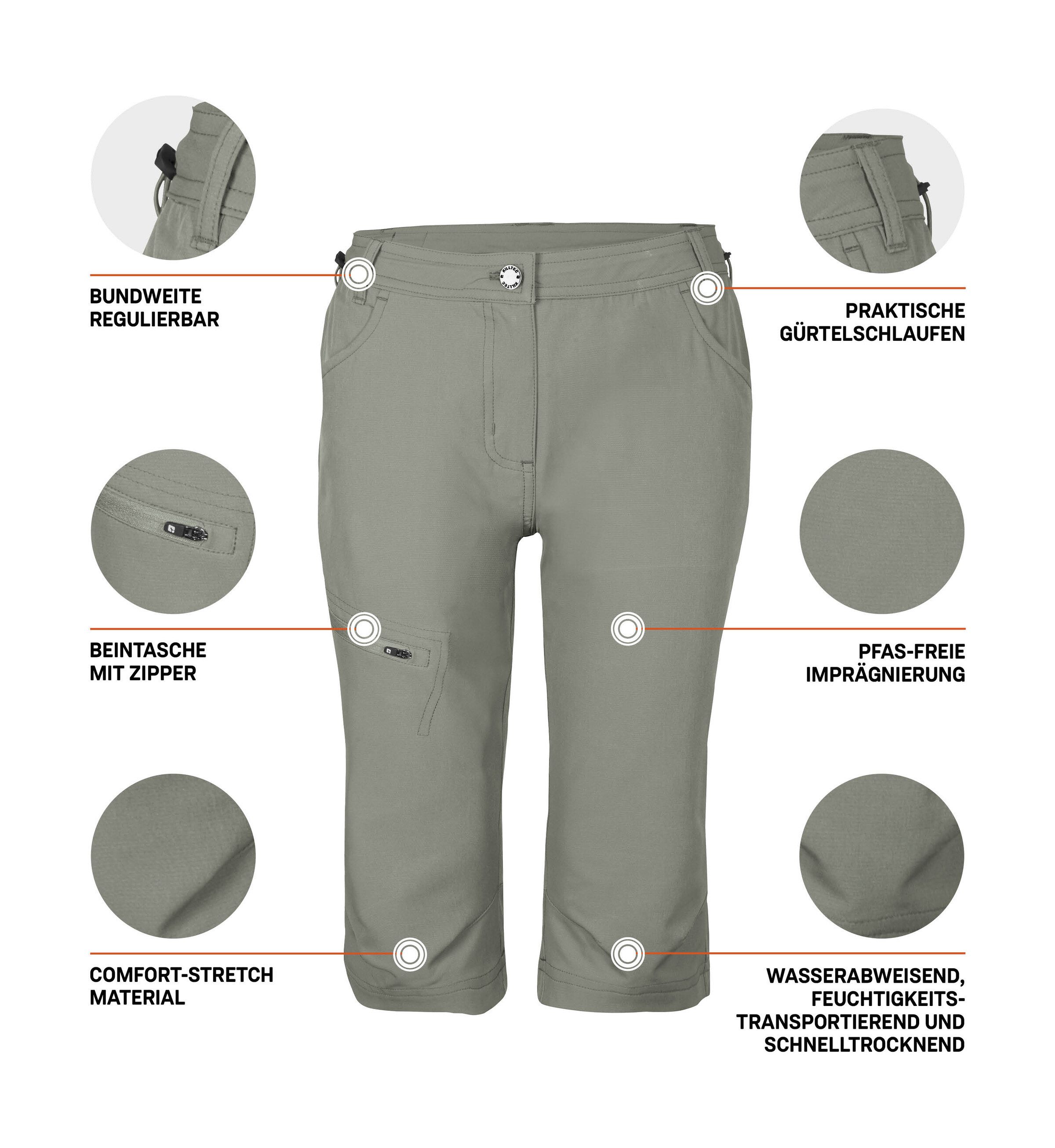 Killtec Capribroek KOS 4 WMN PNTS Waterafstotende, sneldrogende capri-broek met comfort-stretch