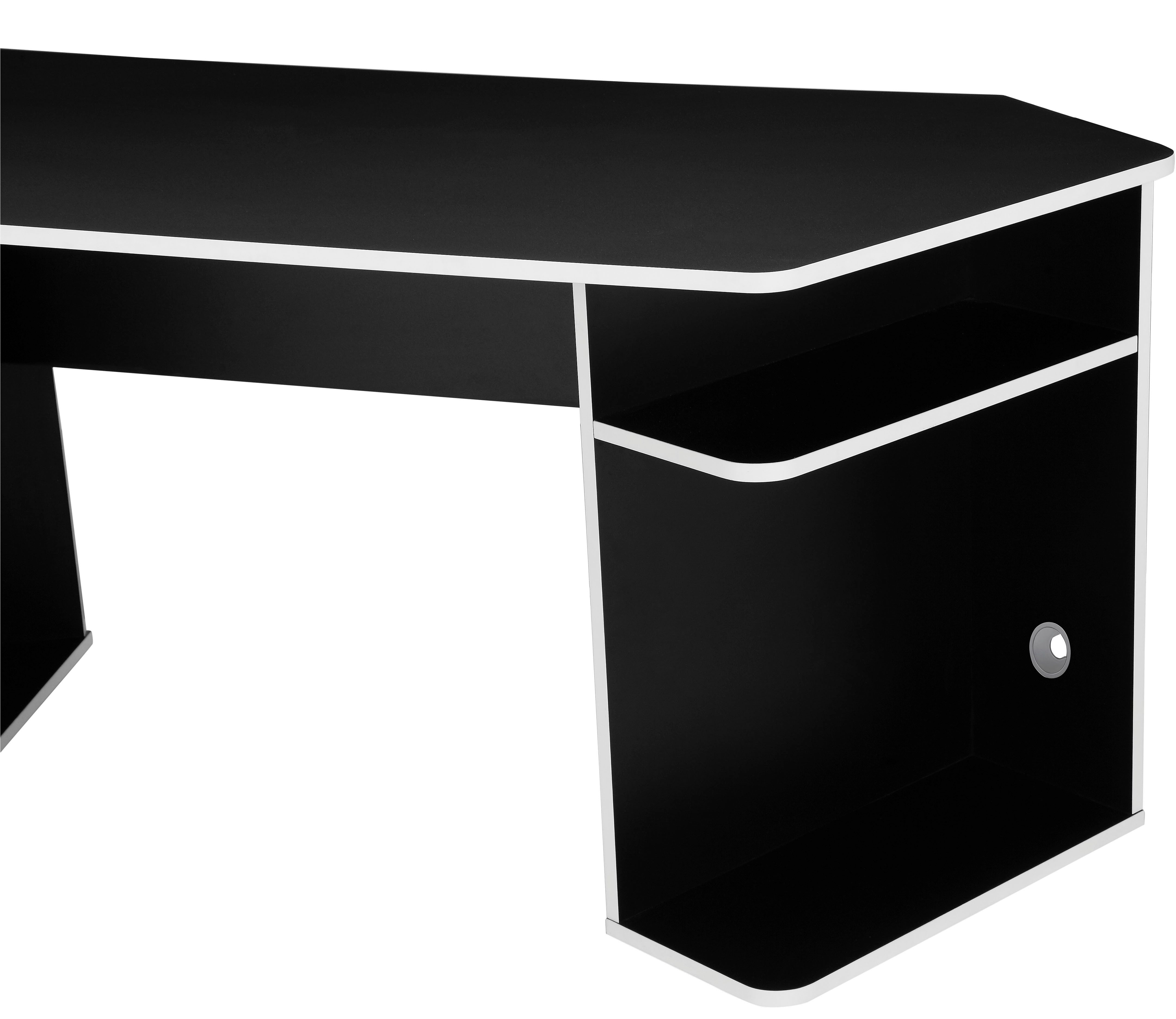INOSIGN Gamingtafel Game, Computertisch, Hoekbureau , tower-vak, kabeldoorvoer, asymmetrisch ontwerp, breedte 180 cm