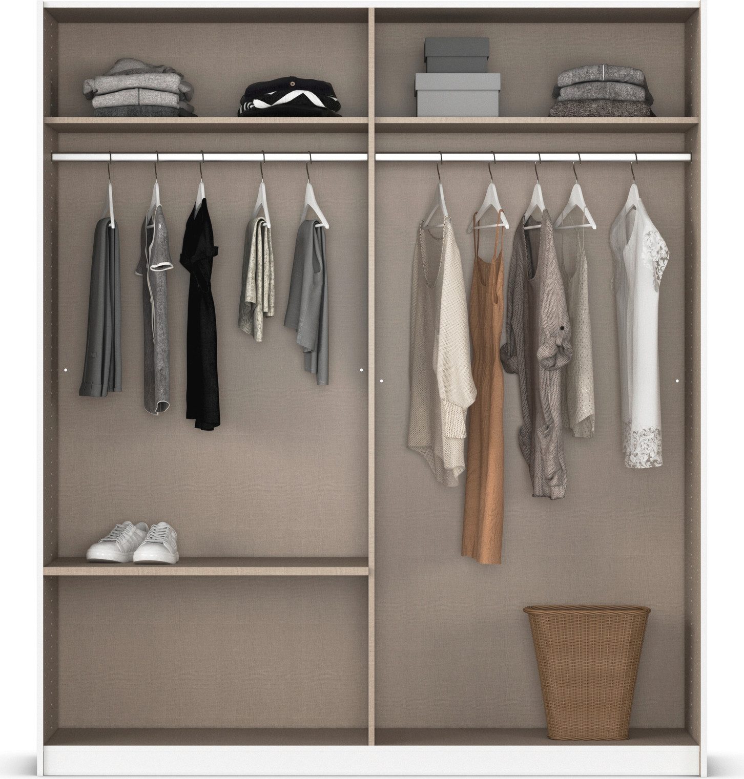 rauch Schuifdeurkast Kledingkast Kast Garderobe ELARA Glazendeur/Grauw spiegel