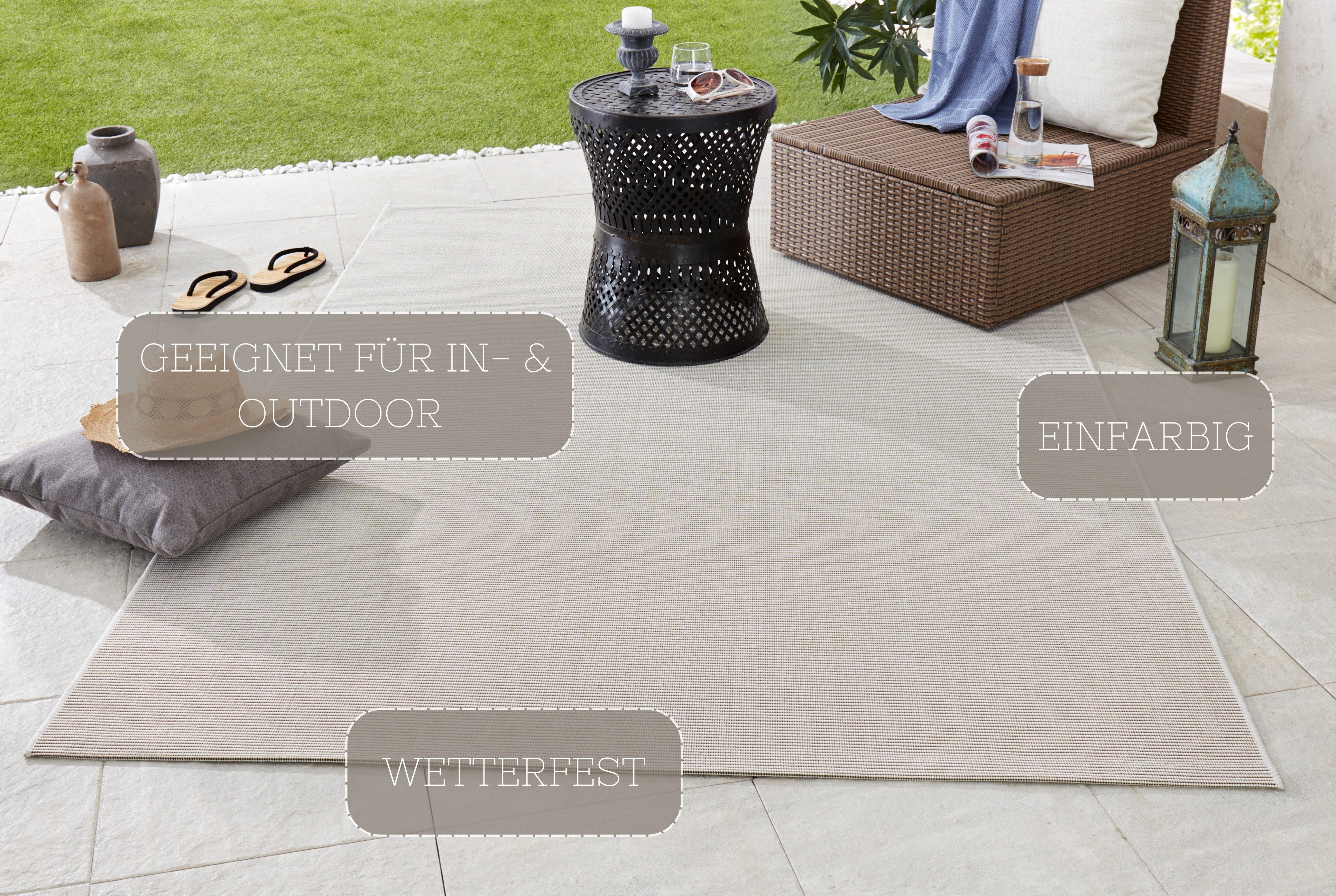 HANSE Home Vloerkleed Match Binnen- en buitengebruik, kortpolig, loper, modern, effen kleuren, woonkamer, balkon
