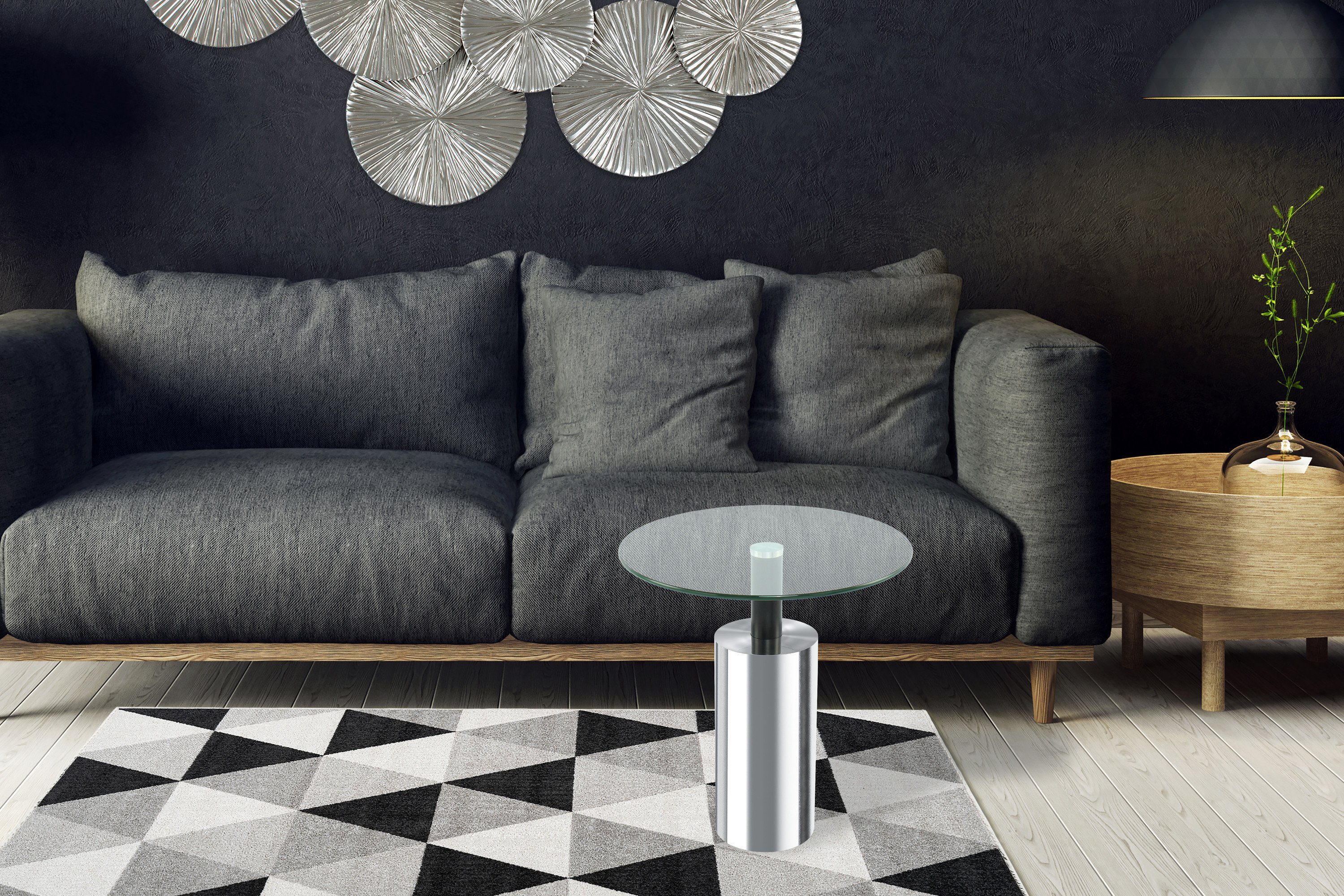 Kayoom Bijzettafel Rosanna 525, bijzettafel in glamoureuze stijl, ronde glazen tafelblad (1 stuk)